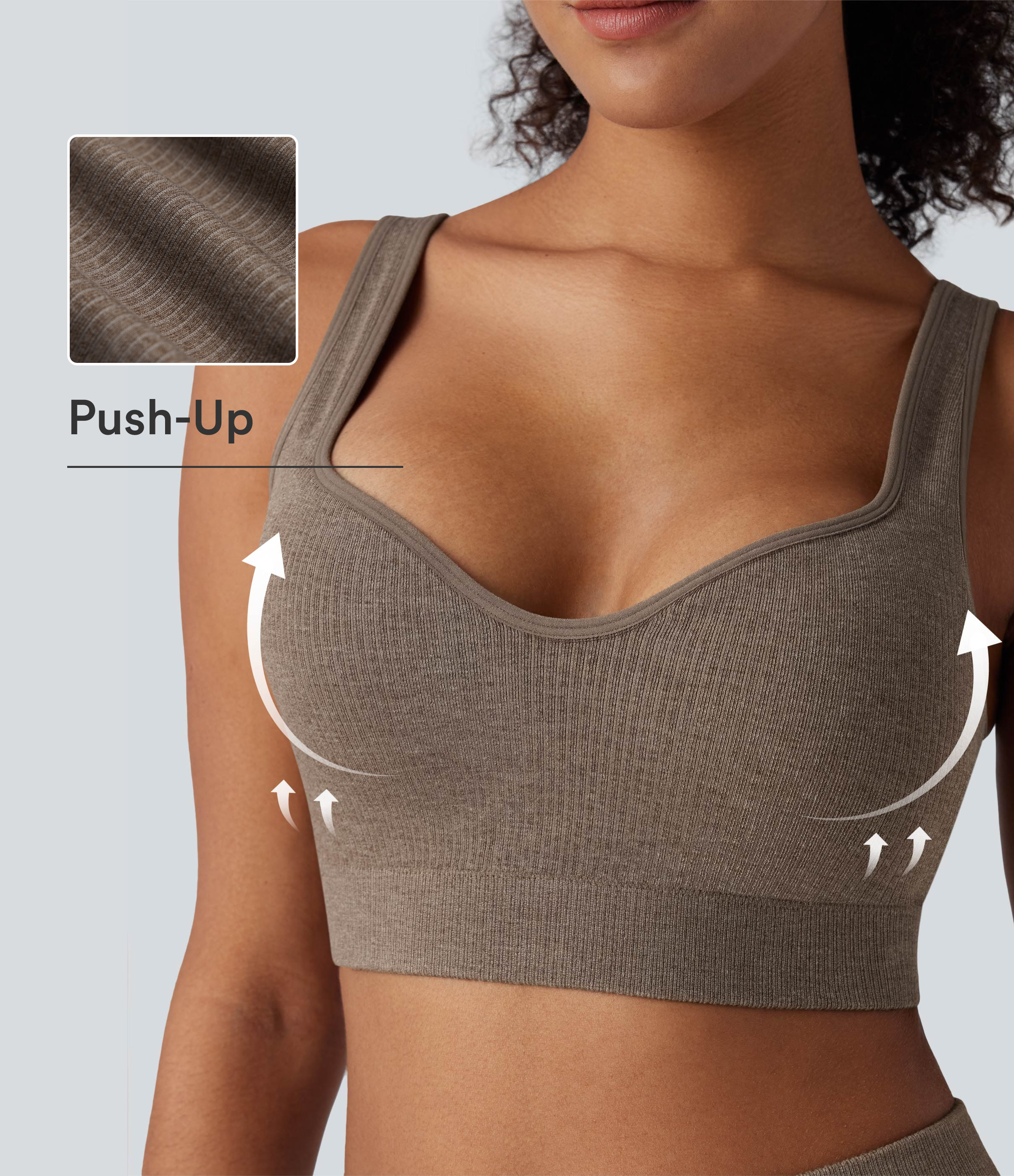 OneForm Seamless Flow Light Support Push-Up Molded Cups Yoga Warming Sports Bra