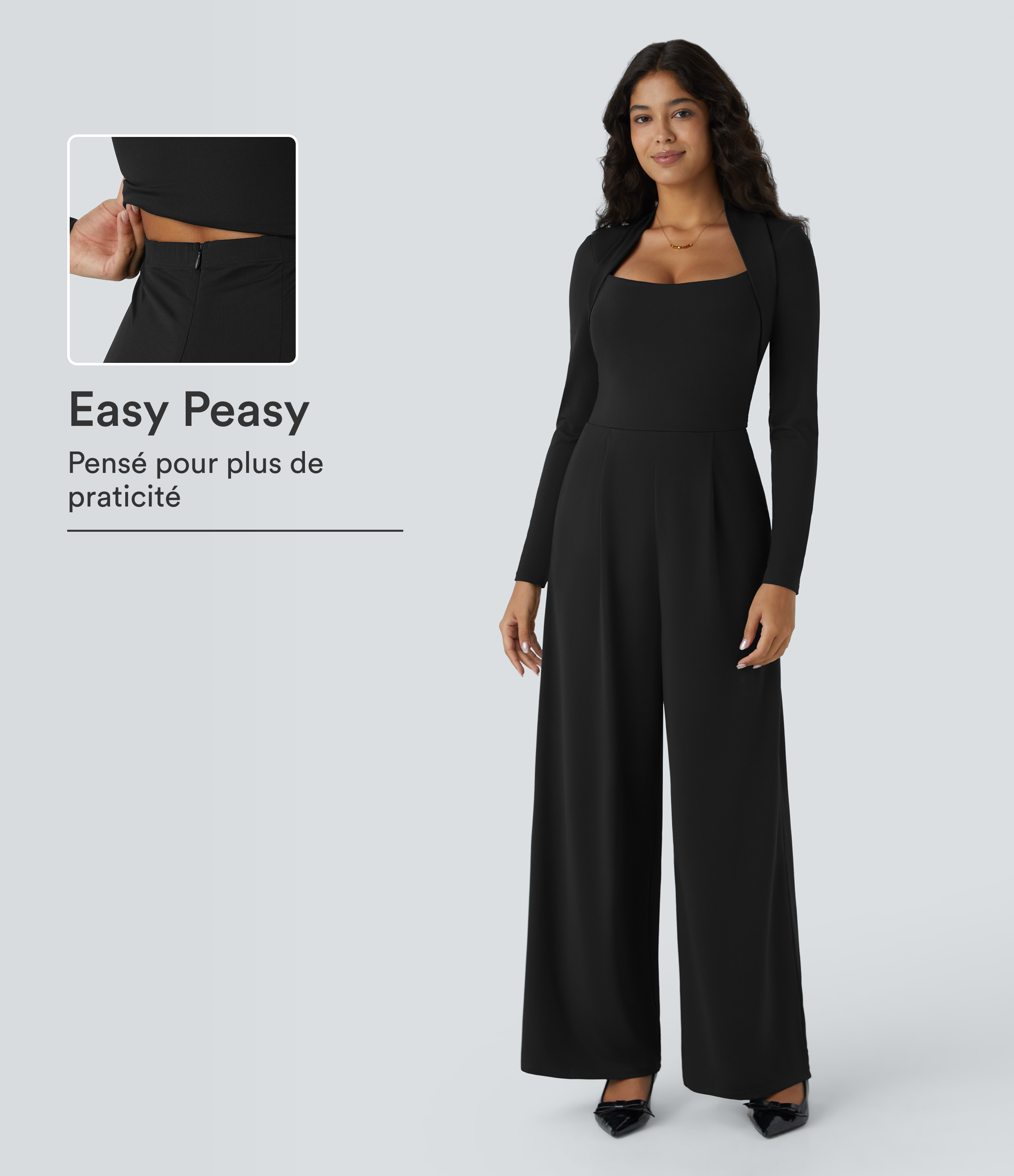 Combinaison de cérémonie à manches longues, coupe large avec poches latérales et zip invisible - Édition Easy Peasy