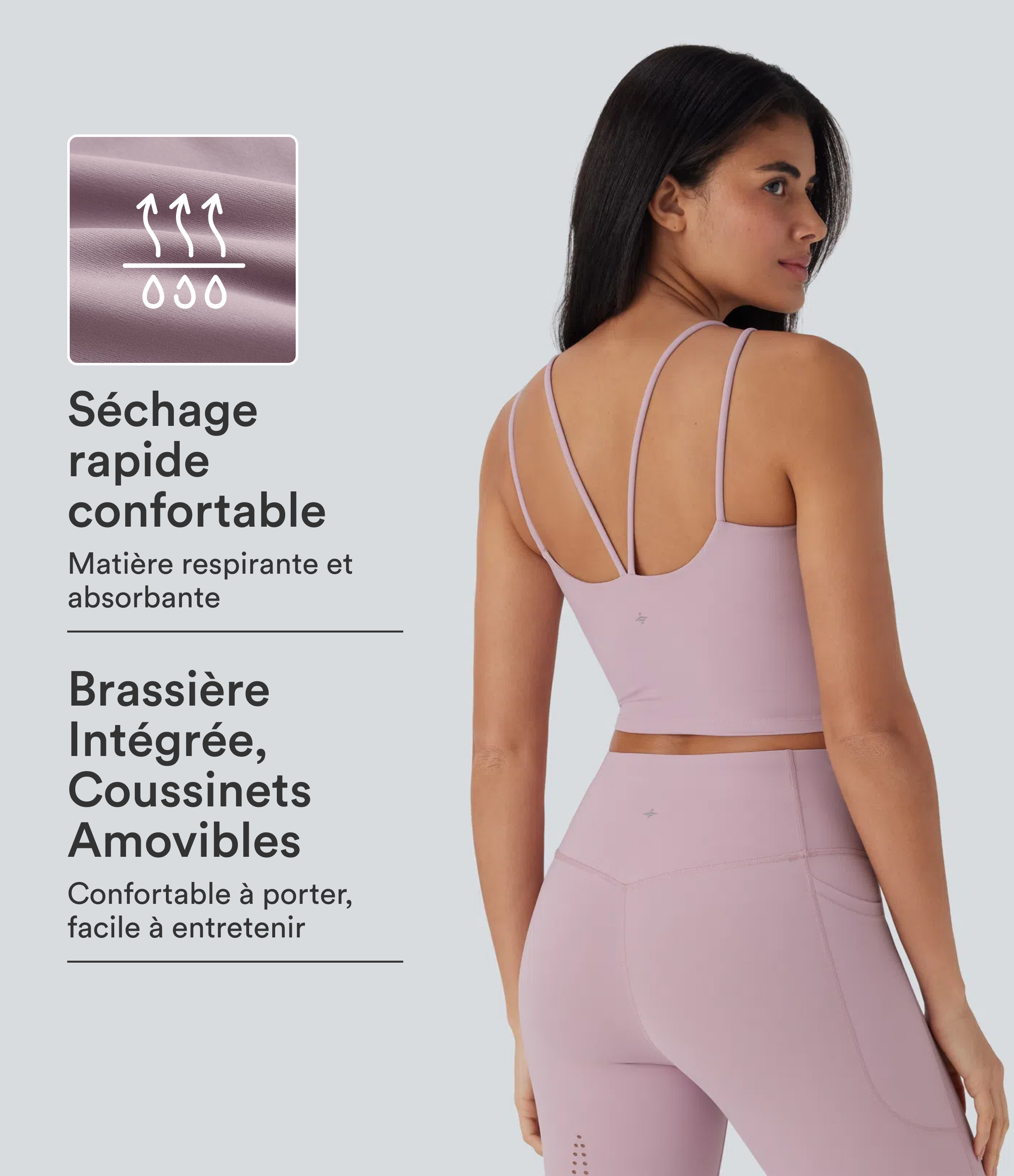 Débardeur de yoga court Halara UltraSculpt™ Cool dos nu à séchage rapide - UPF50+