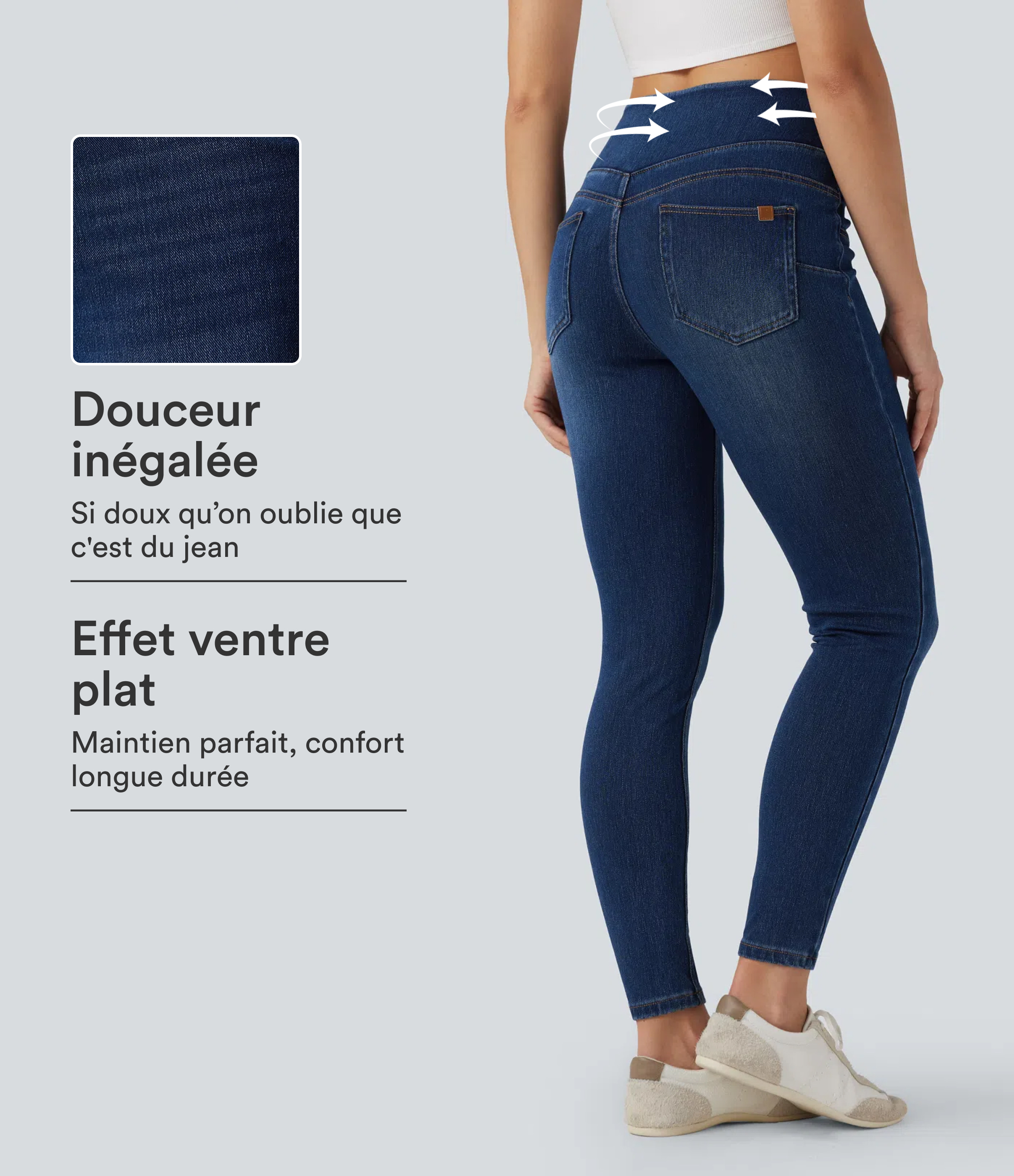 Legging skinny 7/8 en denim Halara Flex™ taille haute gainant avec poches