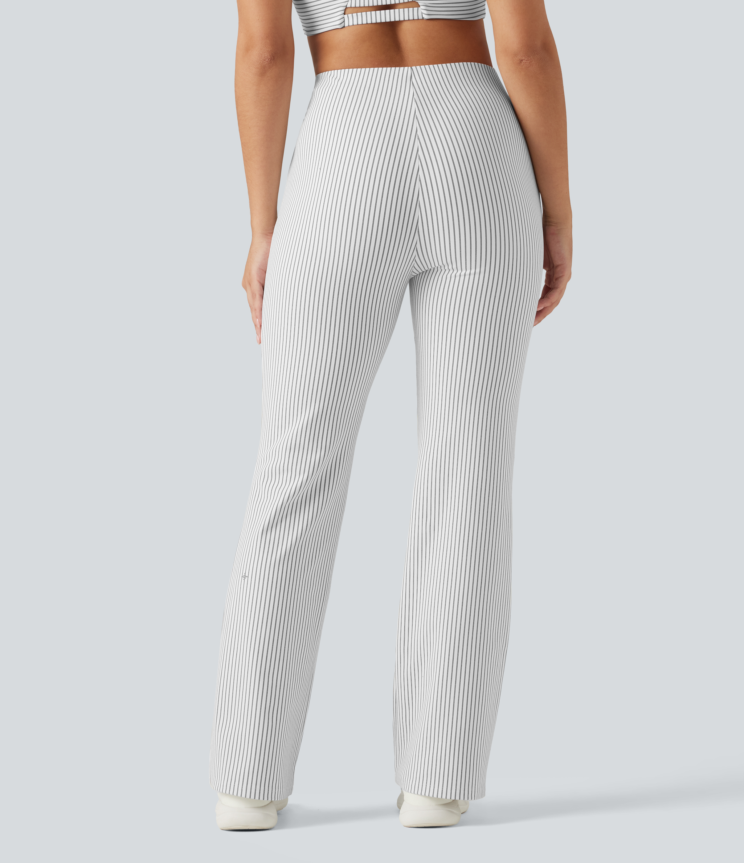 Zebra Ripple Stribede bootcut-yogaleggings med midt i livet pasform og lommer / 2