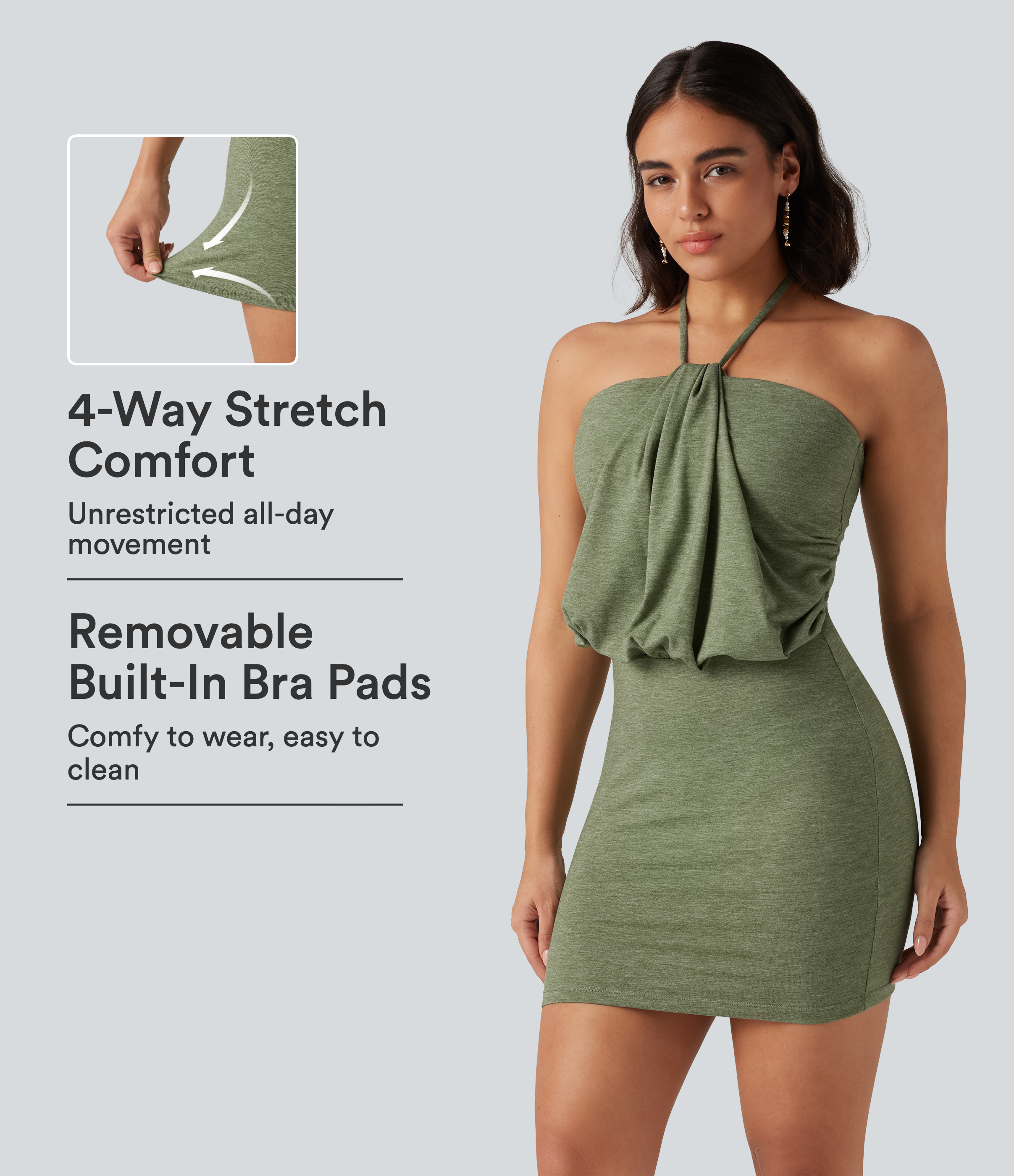 Halter Tie Back Ruched Mini Casual Dress