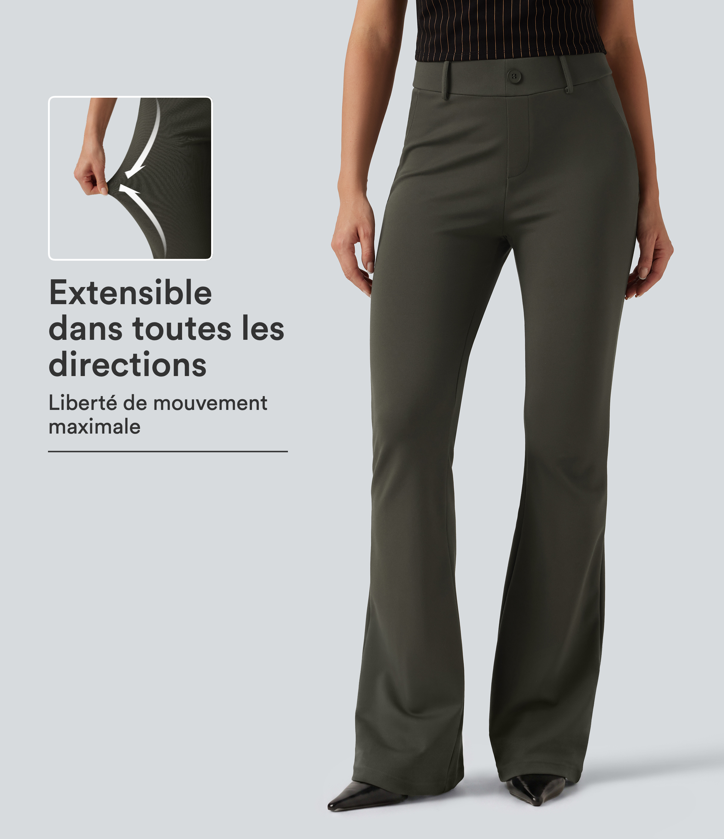 Pantalon de bureau bootcut Halara Flex™ taille mi-haute avec poches