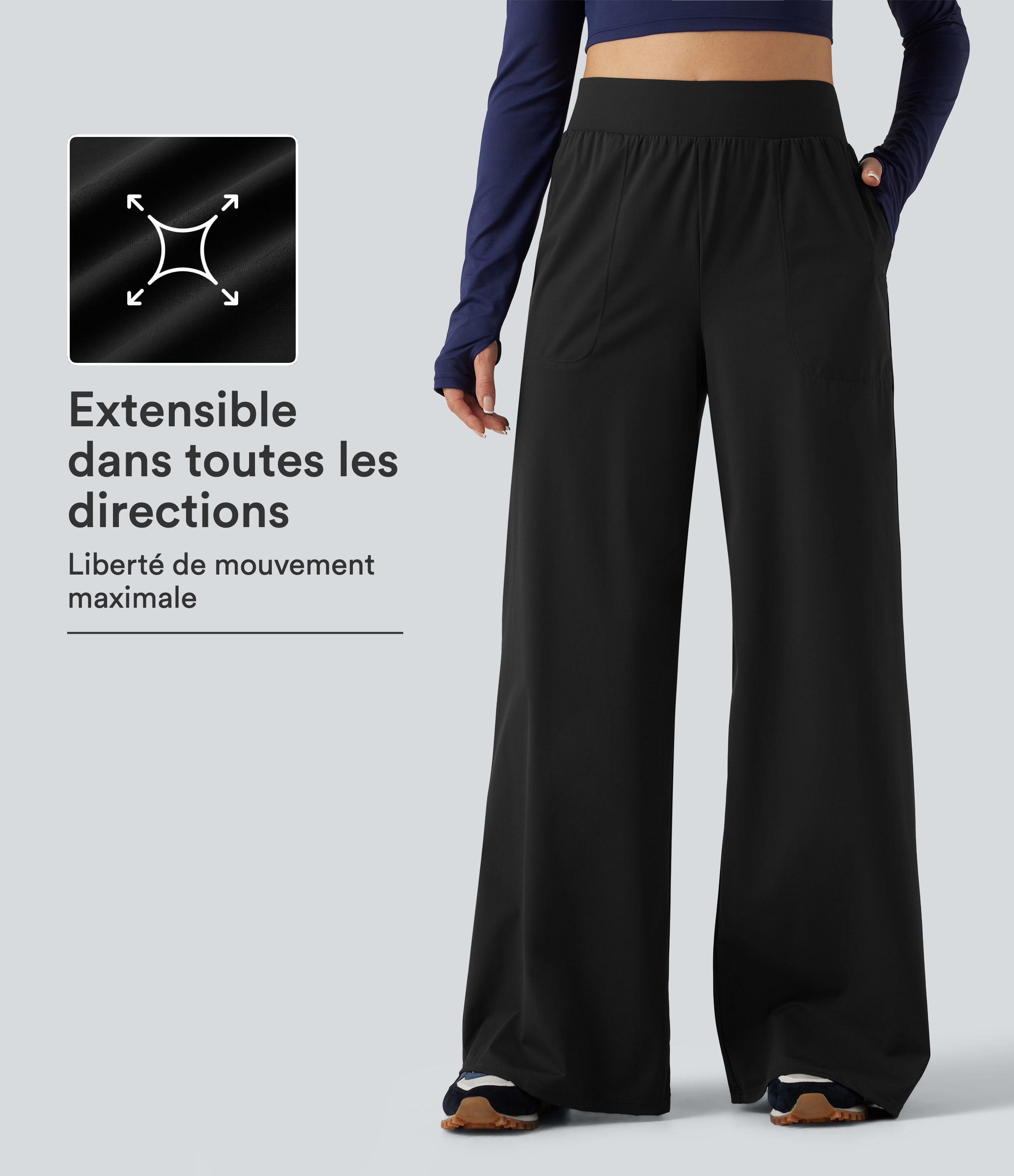 Pantalon de danse effet frais InstantCool à séchage rapide, taille haute, coupe large avec poches et protection solaire UPF40+