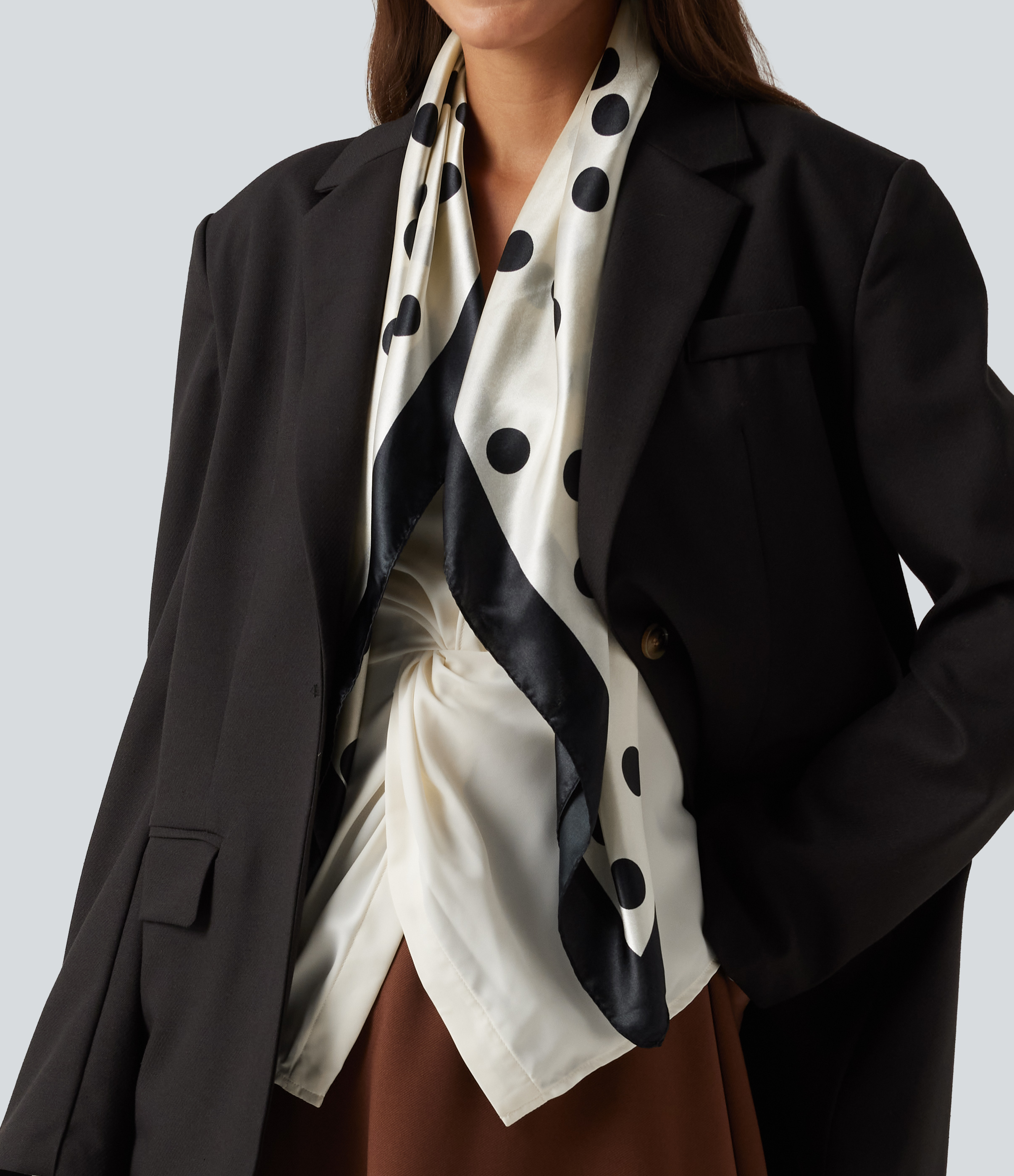 Black Polka Polka Dot Casual Scarf / 2