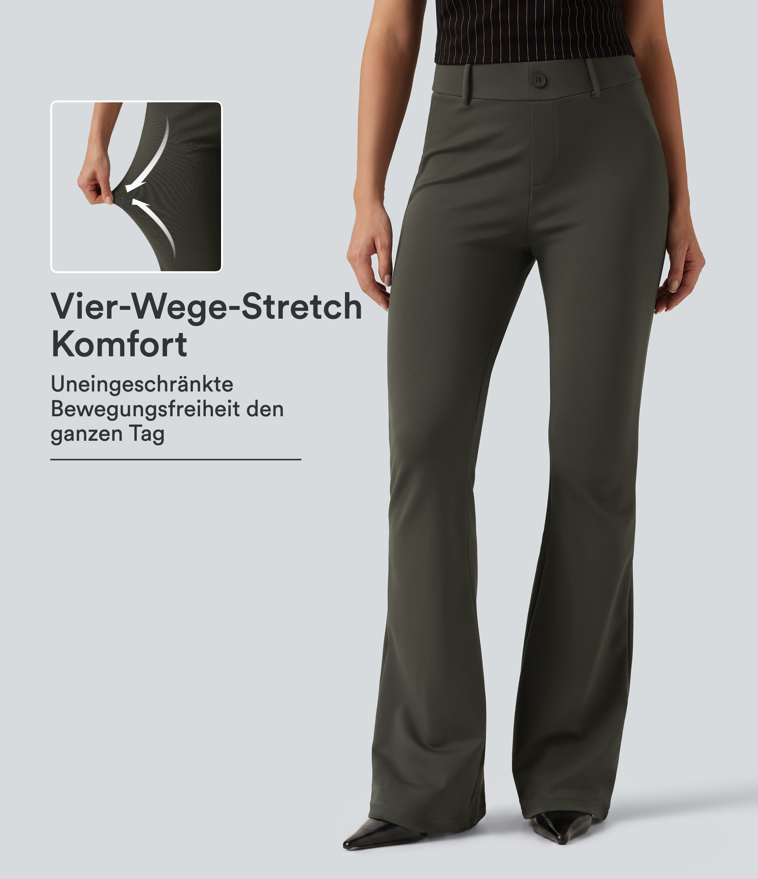Halara Flex™ - Bootcut-Bürohose mit mittelhohem Bund und Gesäßtaschen