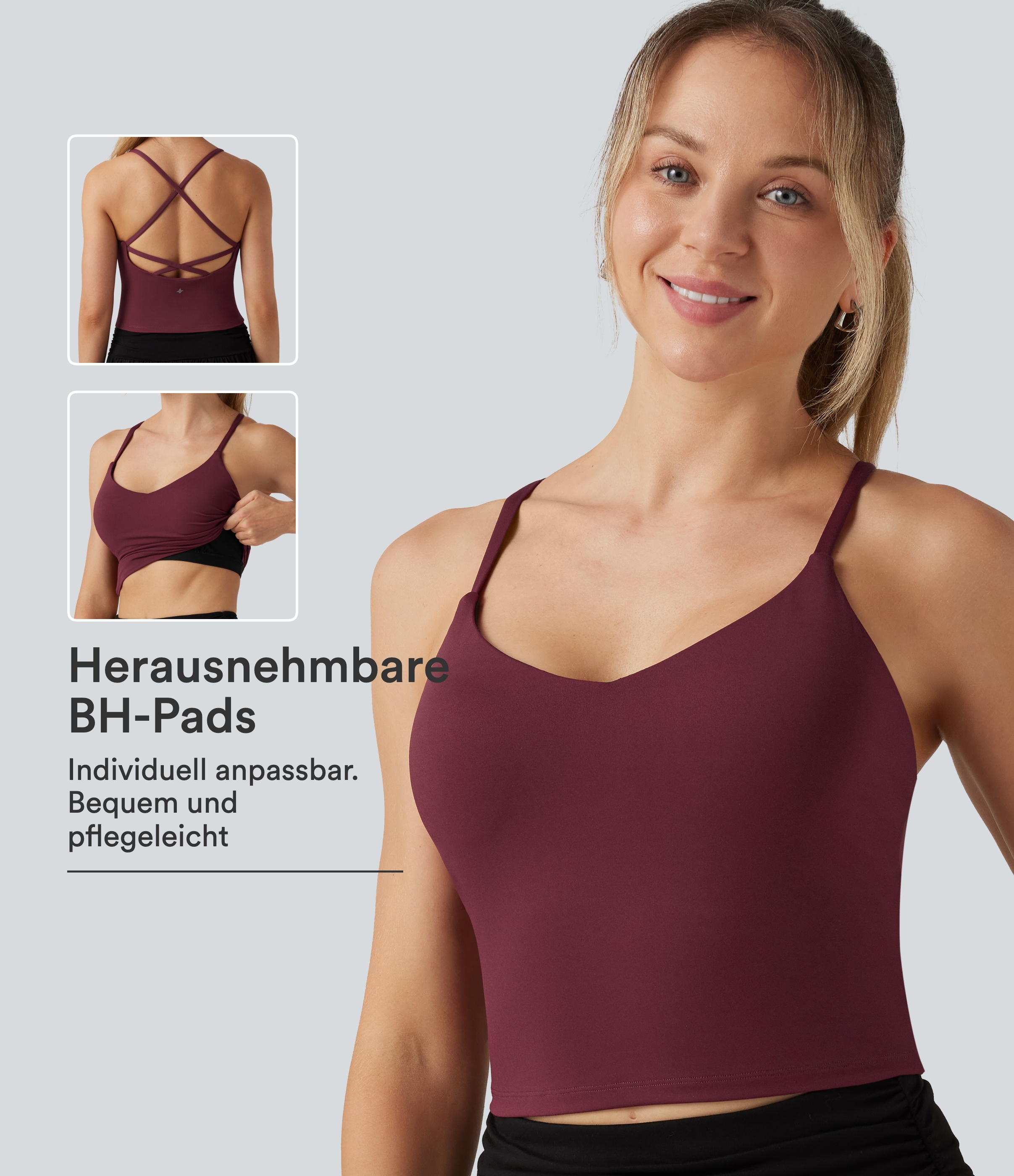 SoftlyZero™ Airy - Yoga-Tanktop mit V-Ausschnitt, integriertem BH, überkreuztem Rückenausschnitt und InstantCool
