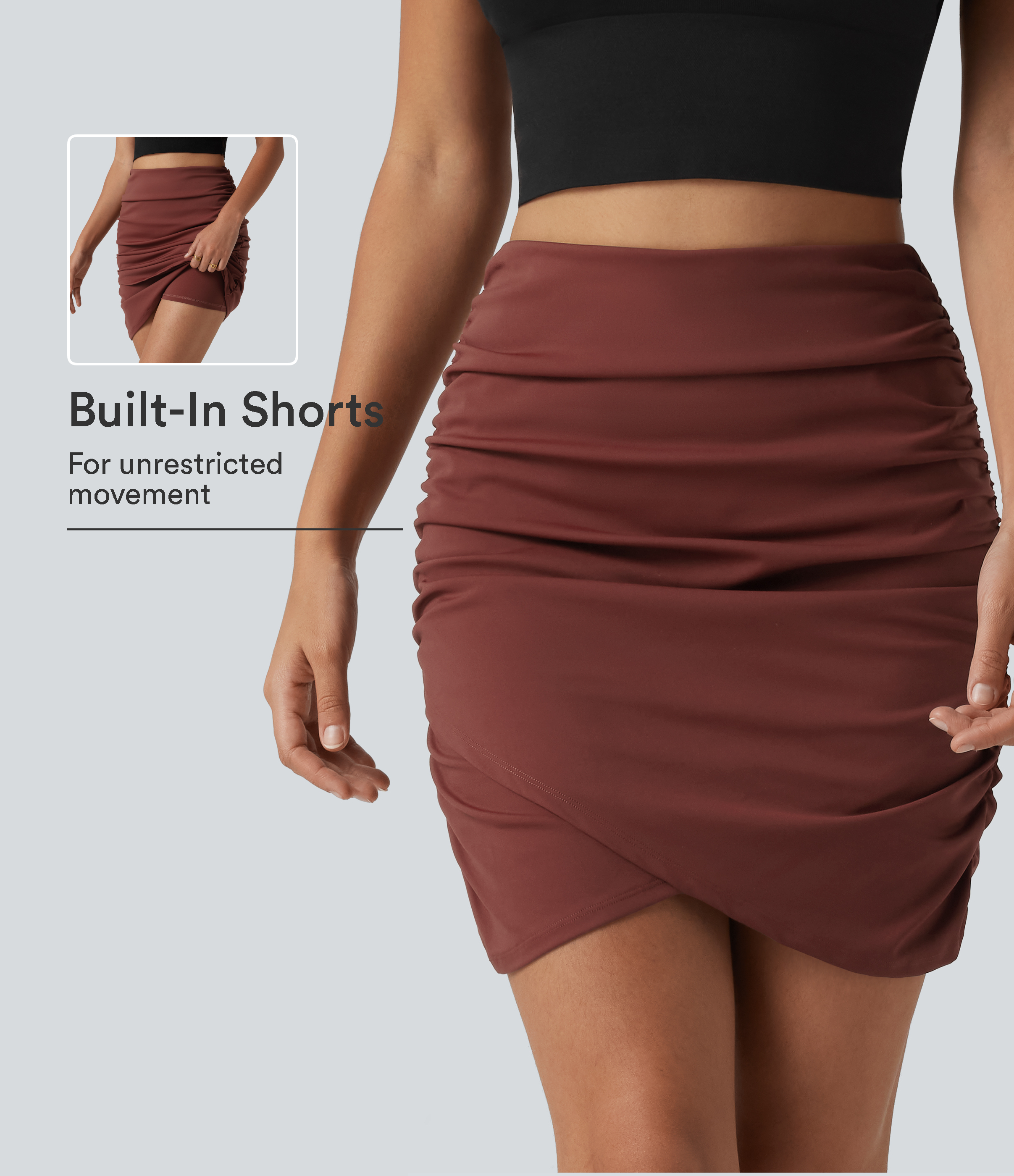 SoftlyZero™ Airy High Waisted 2-in-1 Ruched InstantCool Mini Party Skirt