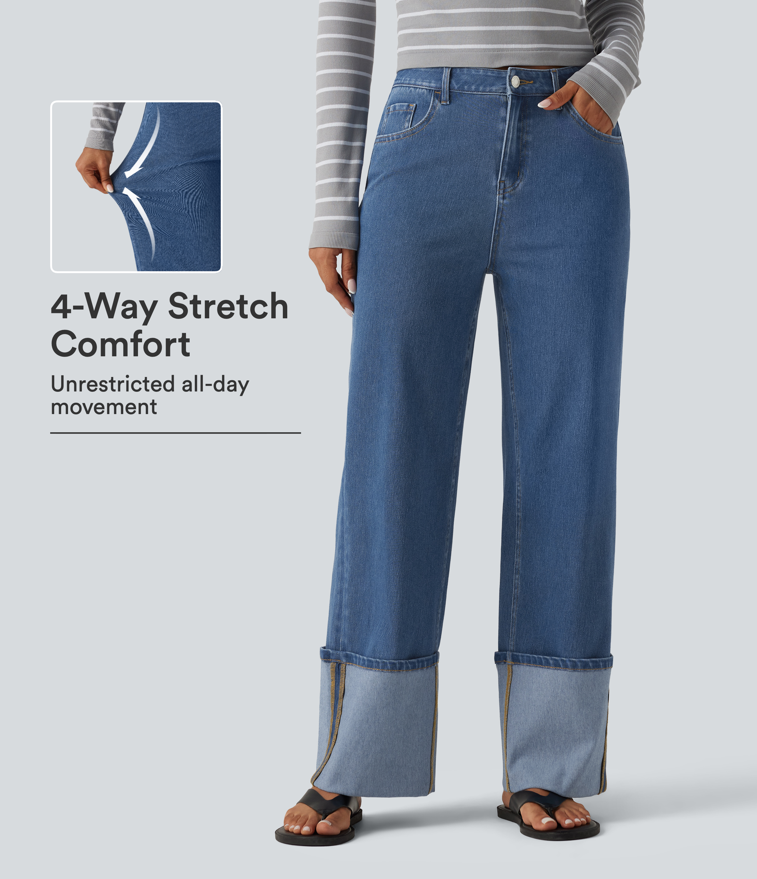 Halara Flex™ Mid Rise Straight Leg Casual Jeans with Pockets