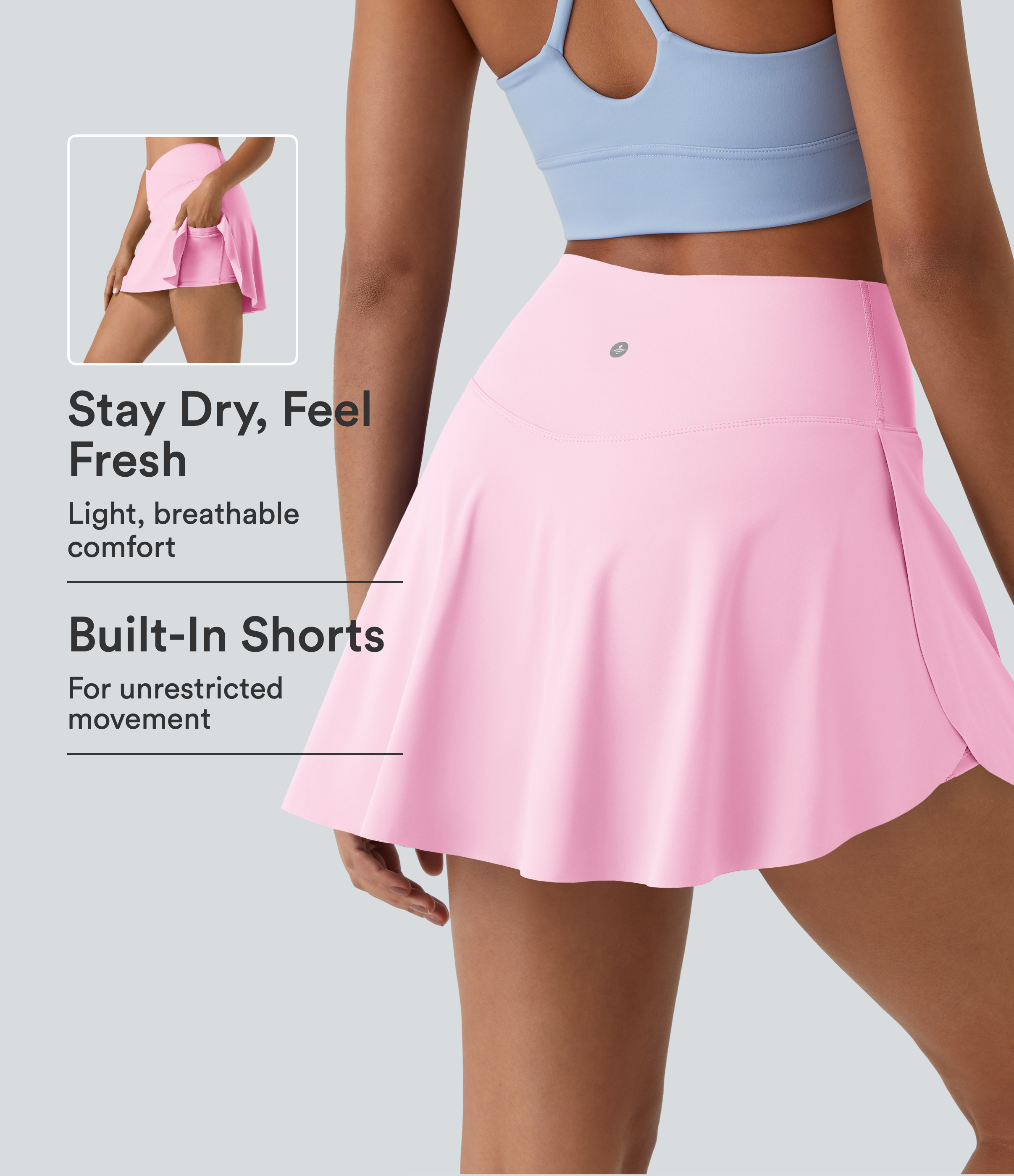 Everyday SoftlyZero™ Airy Crossover 2-in-1 Side Pocket InstantCool Mini Tennis Skirt-Lucid