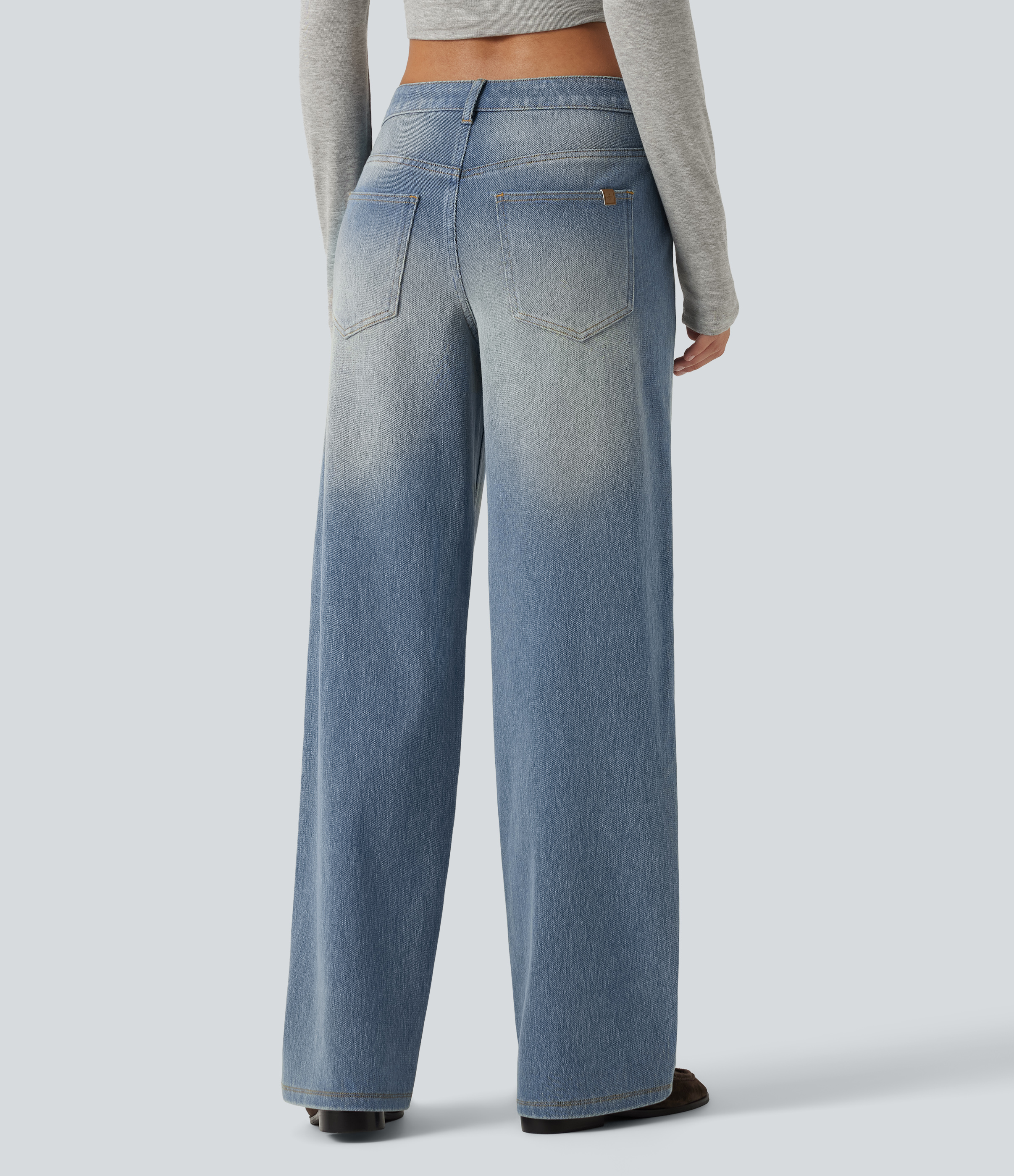 Sunset Blue Denim Halara Flex™ Low Rise Straight Leg Casual Jeans with Pockets / 2