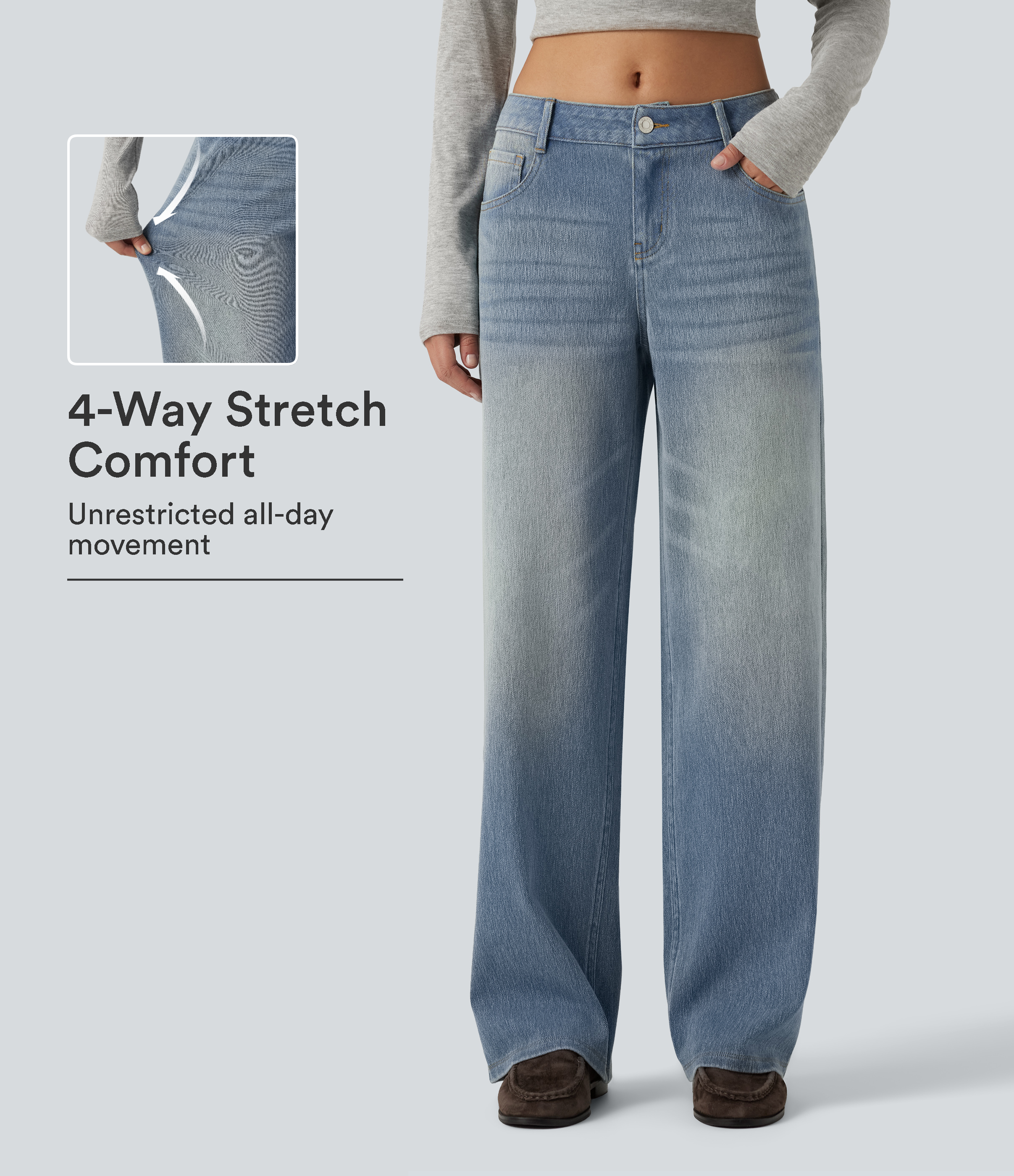 Halara Flex™ Low Rise Straight Leg Casual Jeans with Pockets