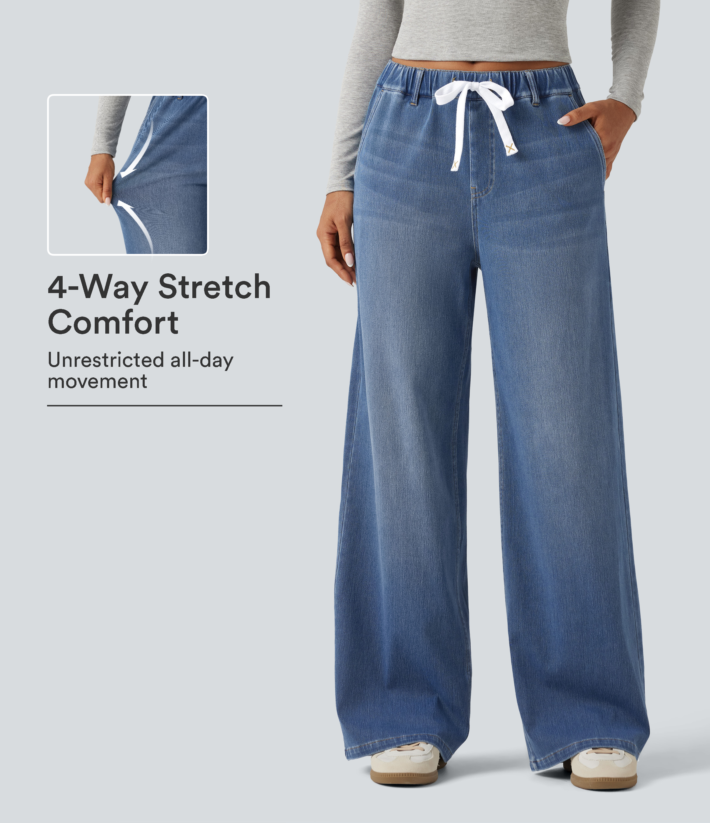 Halara Flex™ Mid Rise Wide Leg Casual Jeans with Pockets