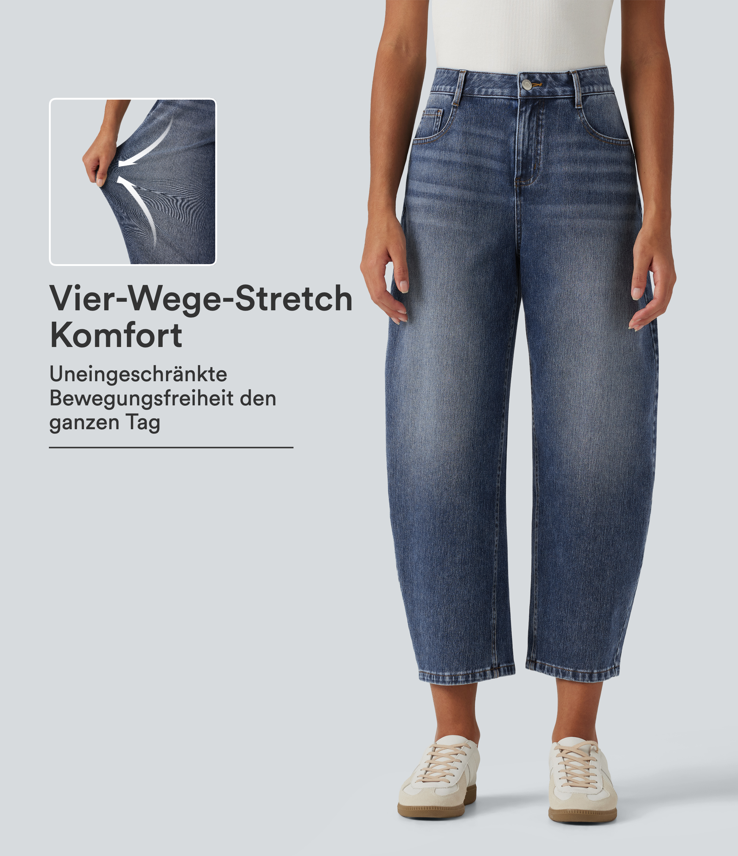 Halara Flex™ - Lässige Jeans mit mittelhohem Bund, mehreren Taschen und geschwungenem Bein