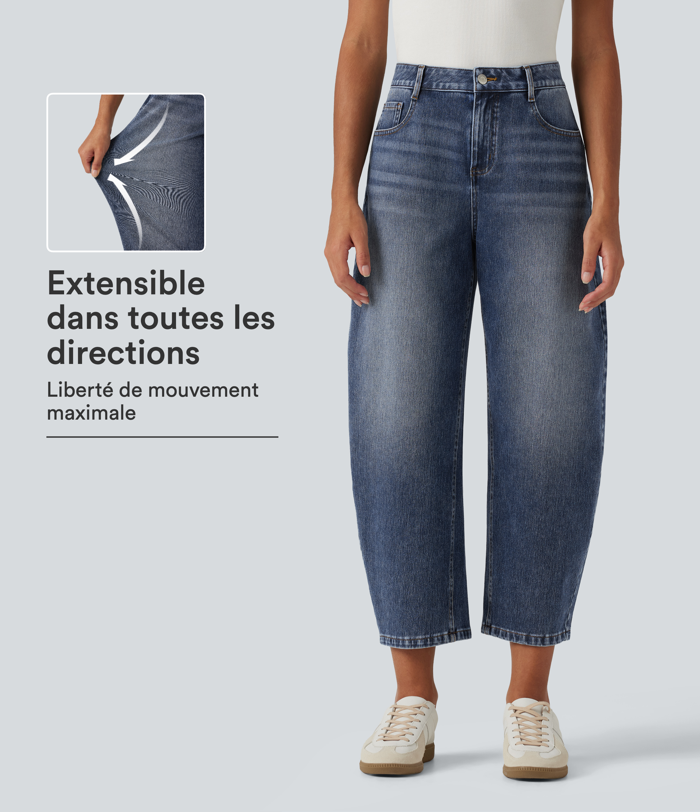 Jean Halara Flex™ taille mi-haute coupe barrel avec poches