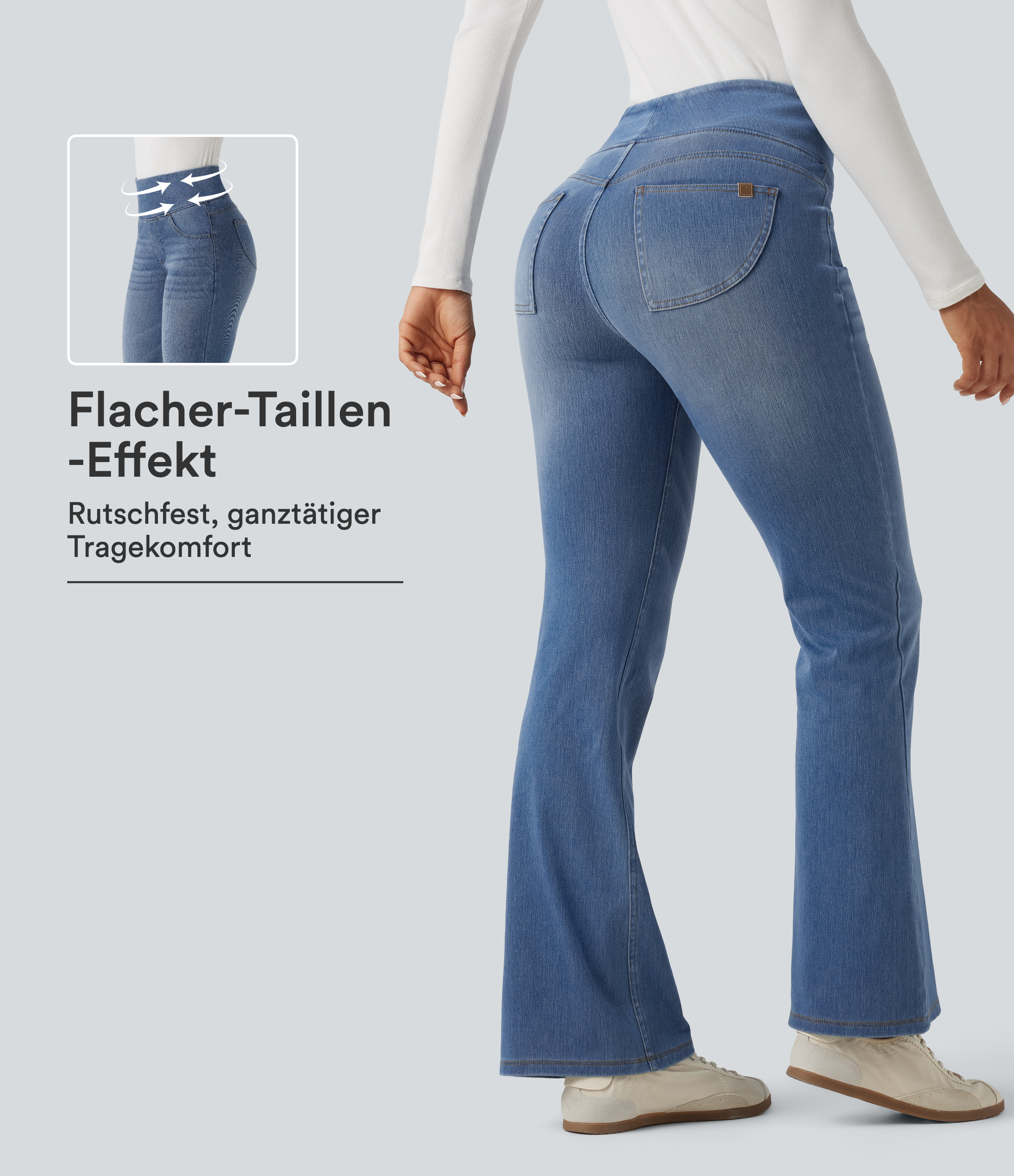 Halara Flex™ - Lässige Bootcut-Jeans mit hohem Bund, mehreren Taschen und Bauchkontrolle