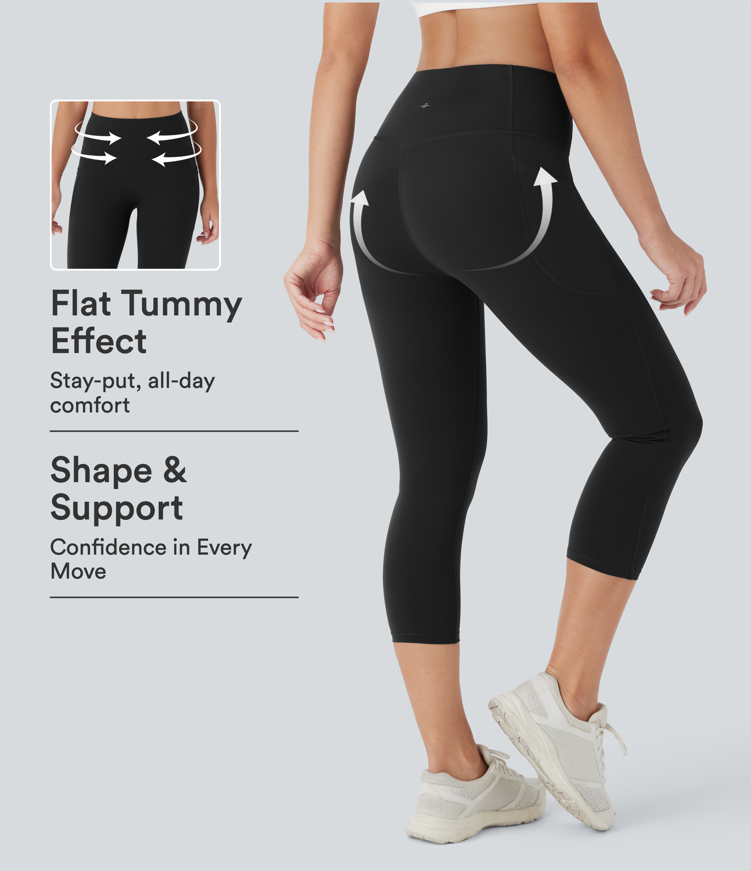 Halara UltraSculpt™ High Waisted Butt Lifting Tummy Control Shaping Capri Tights Women Active Scrunch Leggings with Pockets