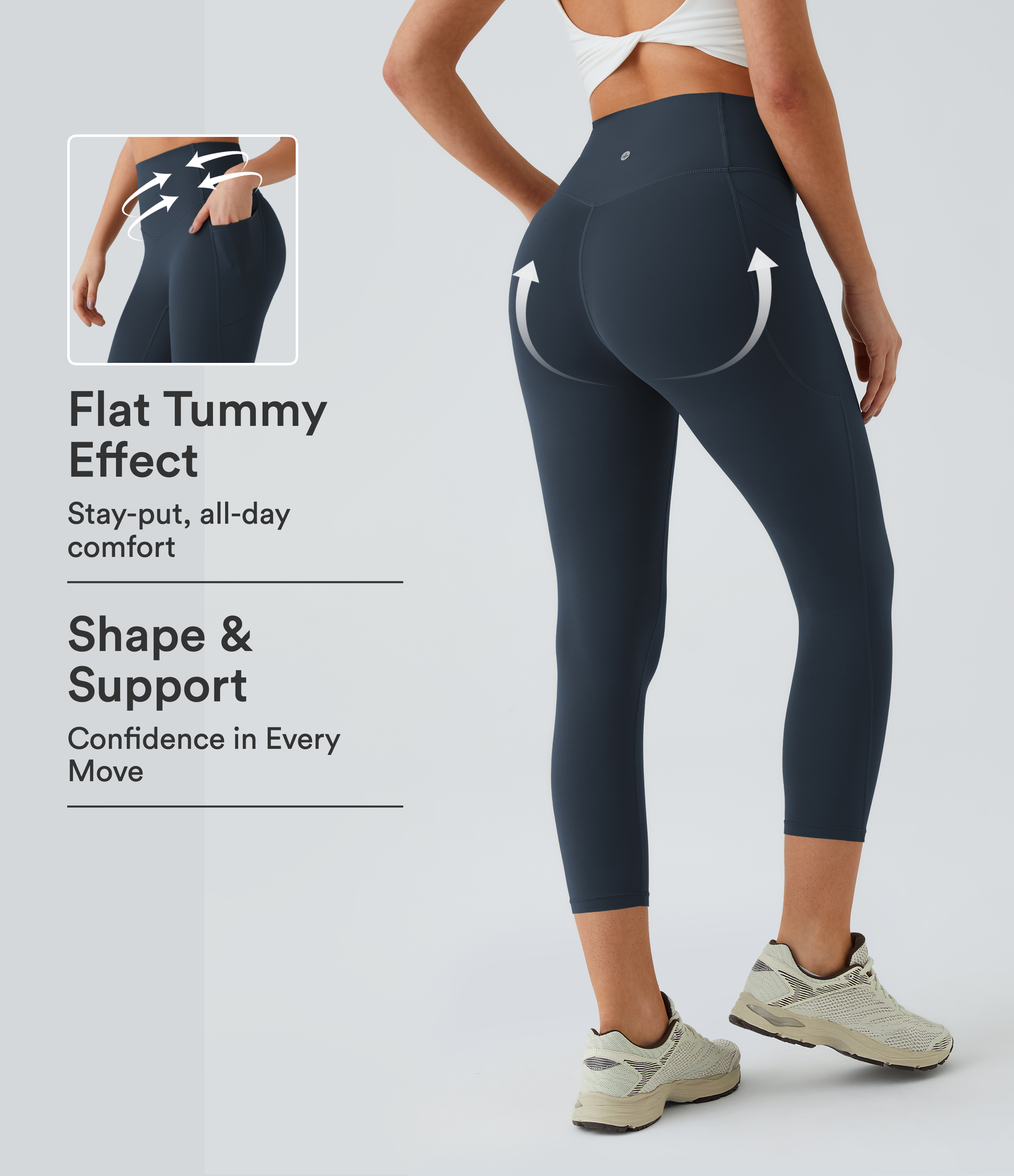 Halara UltraSculpt™ High Waisted Tummy Control Pocket Shaping Training Capri Leggings