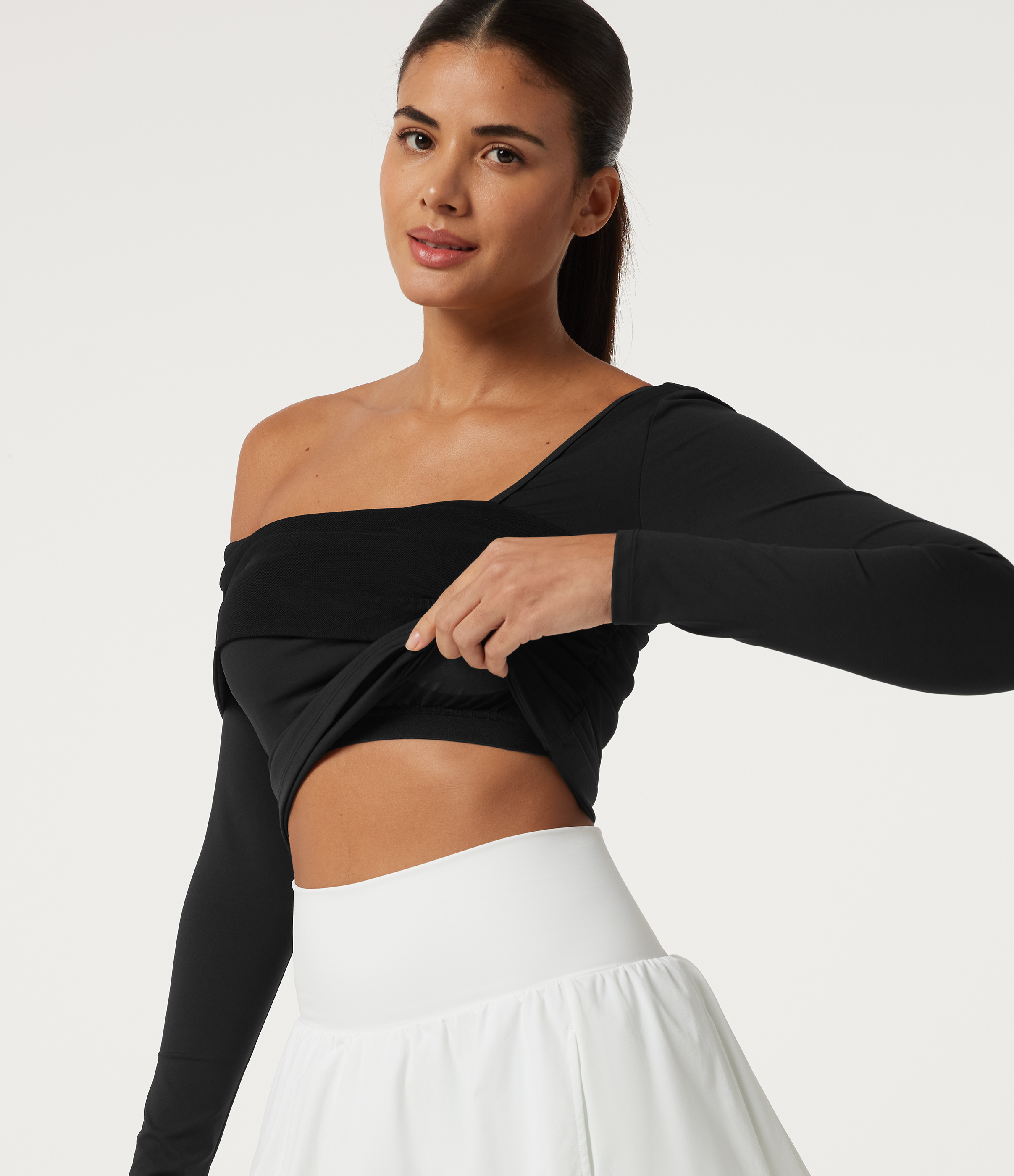 SoftlyZero™ Airy One Shoulder Asymmetric Long Sleeve Built-in Bra InstantCool Yoga Sports Top 