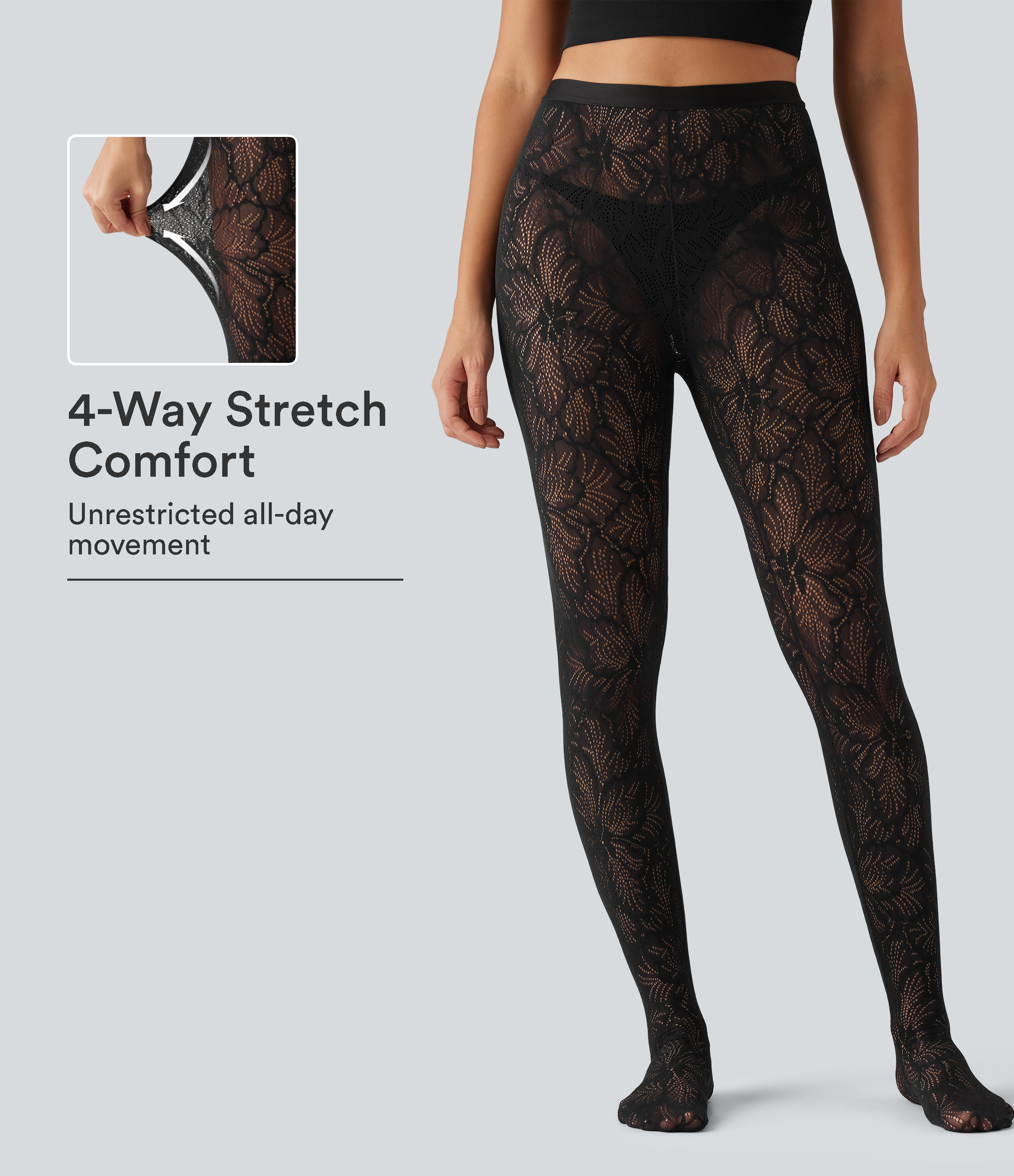 High Waisted Contrast Lace Skinny Leggings