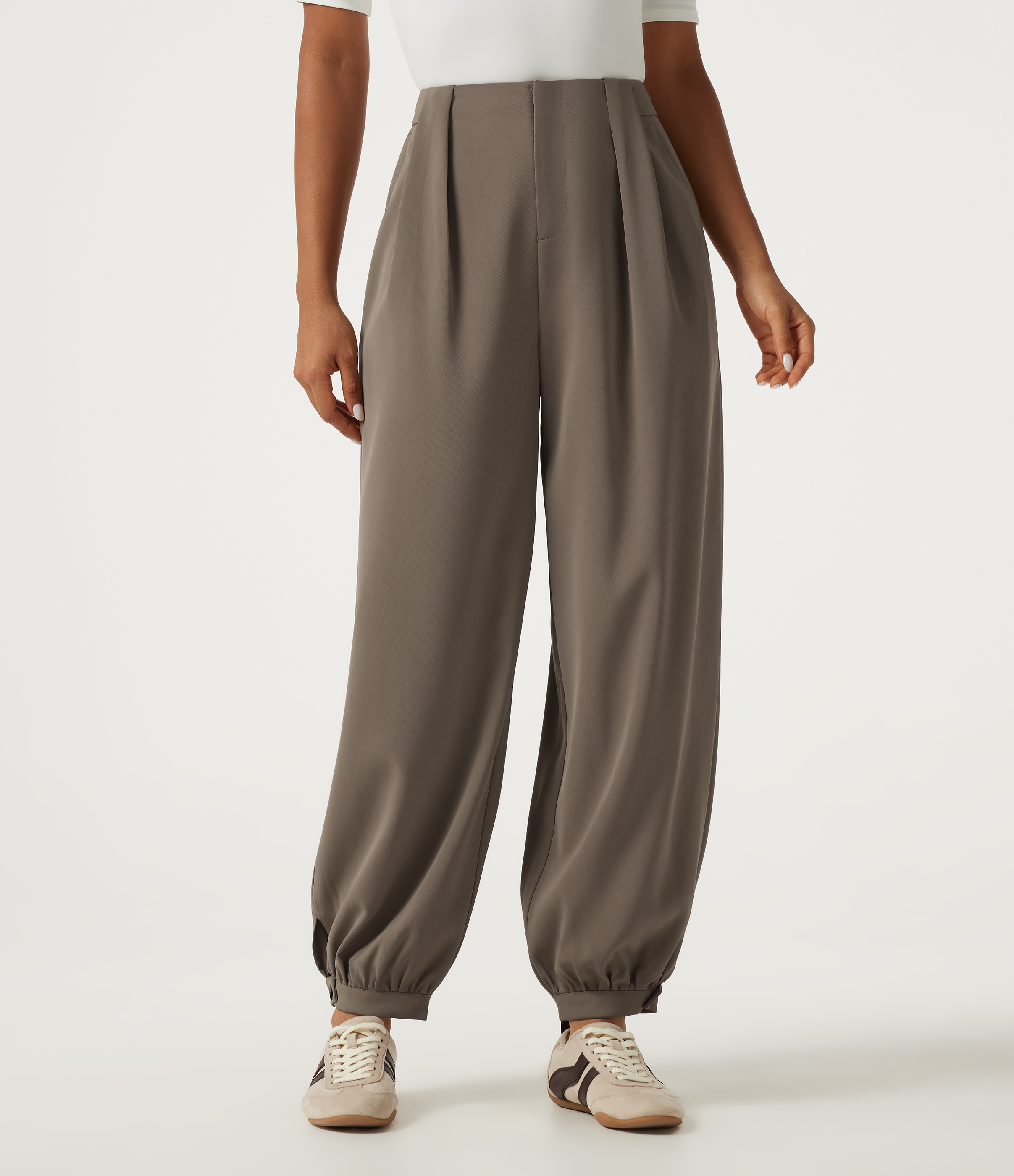 High Waisted Casual Bloomer Pants with Pockets