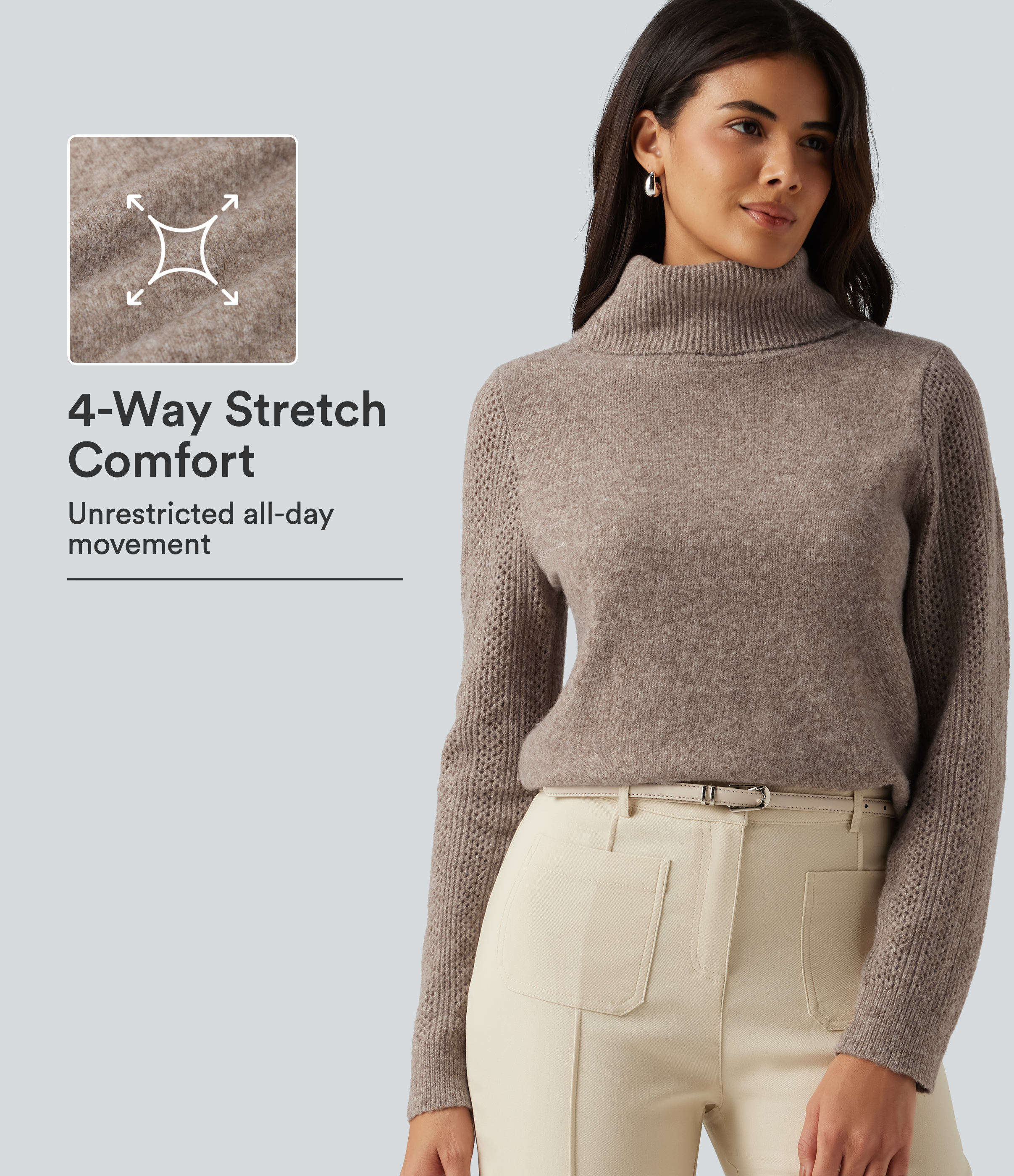 High Neck Long Sleeve Slim Work Jumper