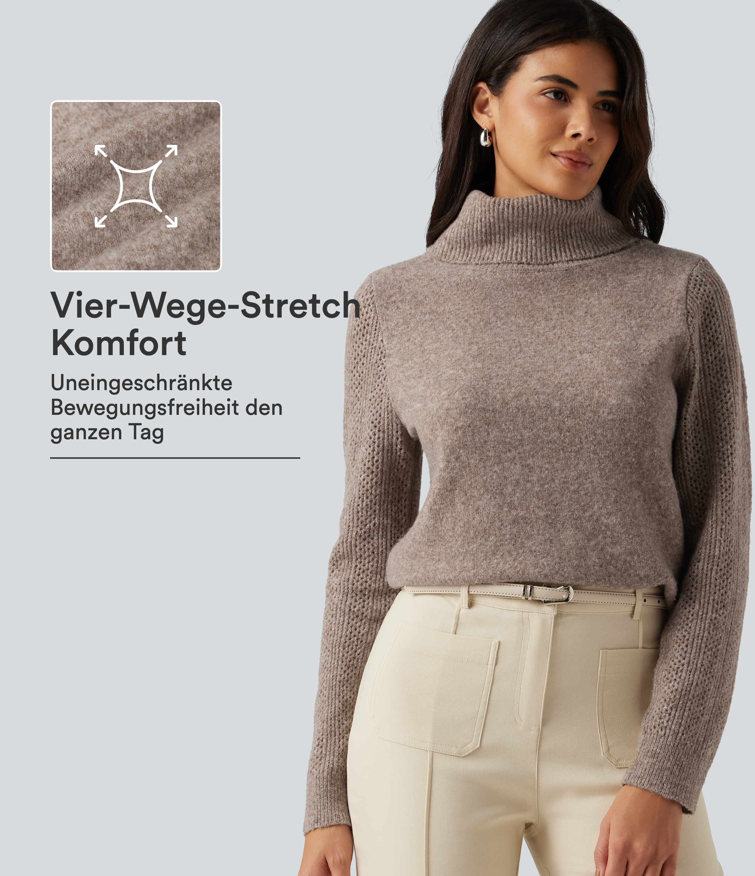 Büro-Pullover mit hohem Kragen und langen Ärmeln - slim fit