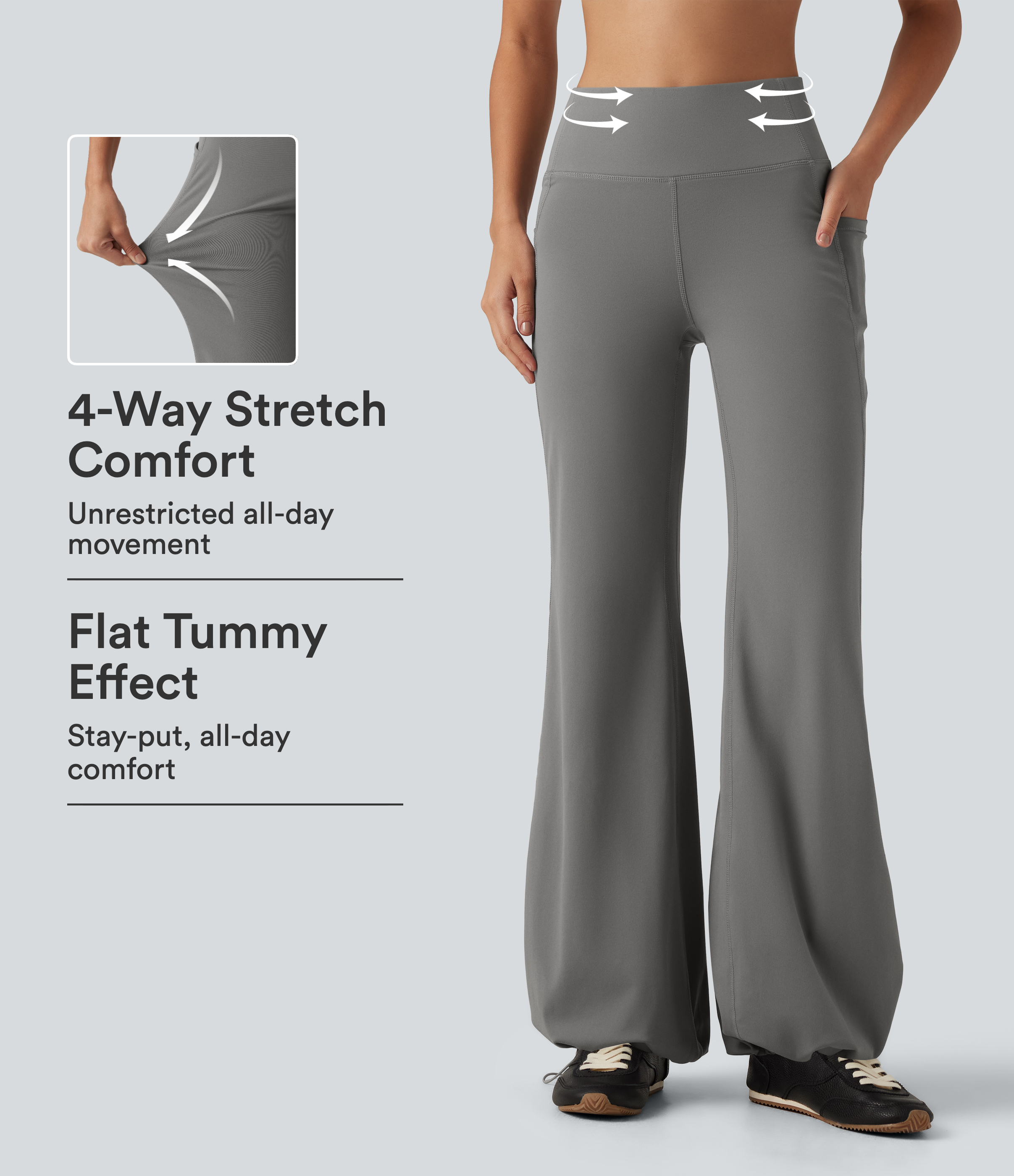 Halara Flex™ DayStretch High Waisted Tummy Control Gathered Hem Yoga Pants with Pockets