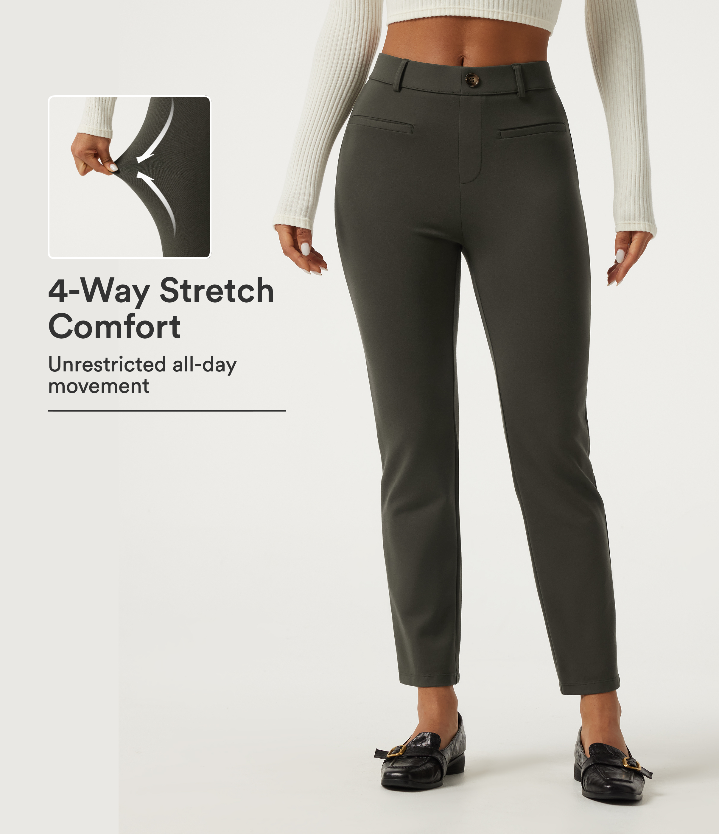 Halara Flex™ pantalones de trabajo de tiro medio, de corte cónico, con bolsillos