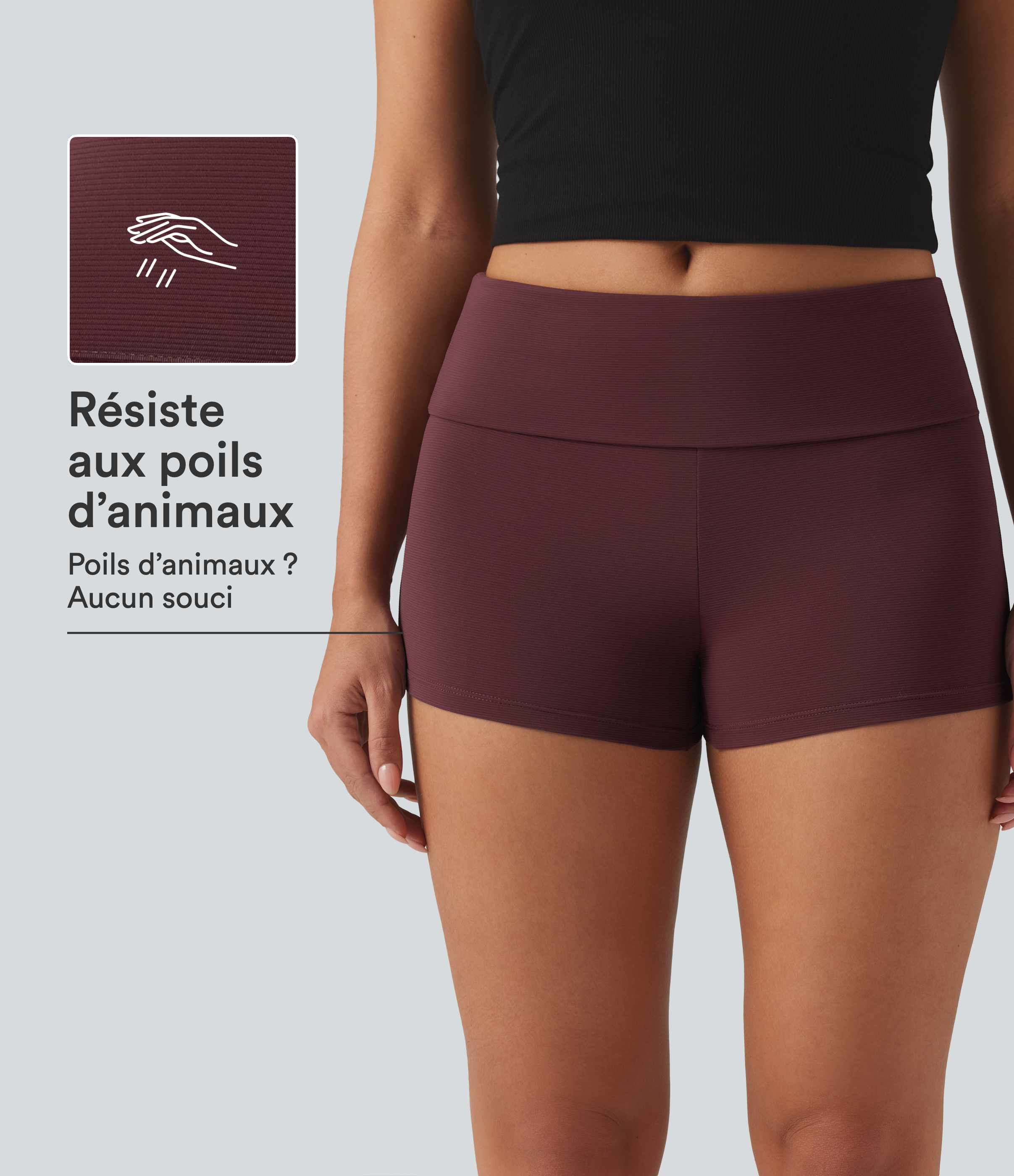 Short près du corps Patitoff™ Flow taille basse – poils d’animaux faciles à retirer – 8 cm