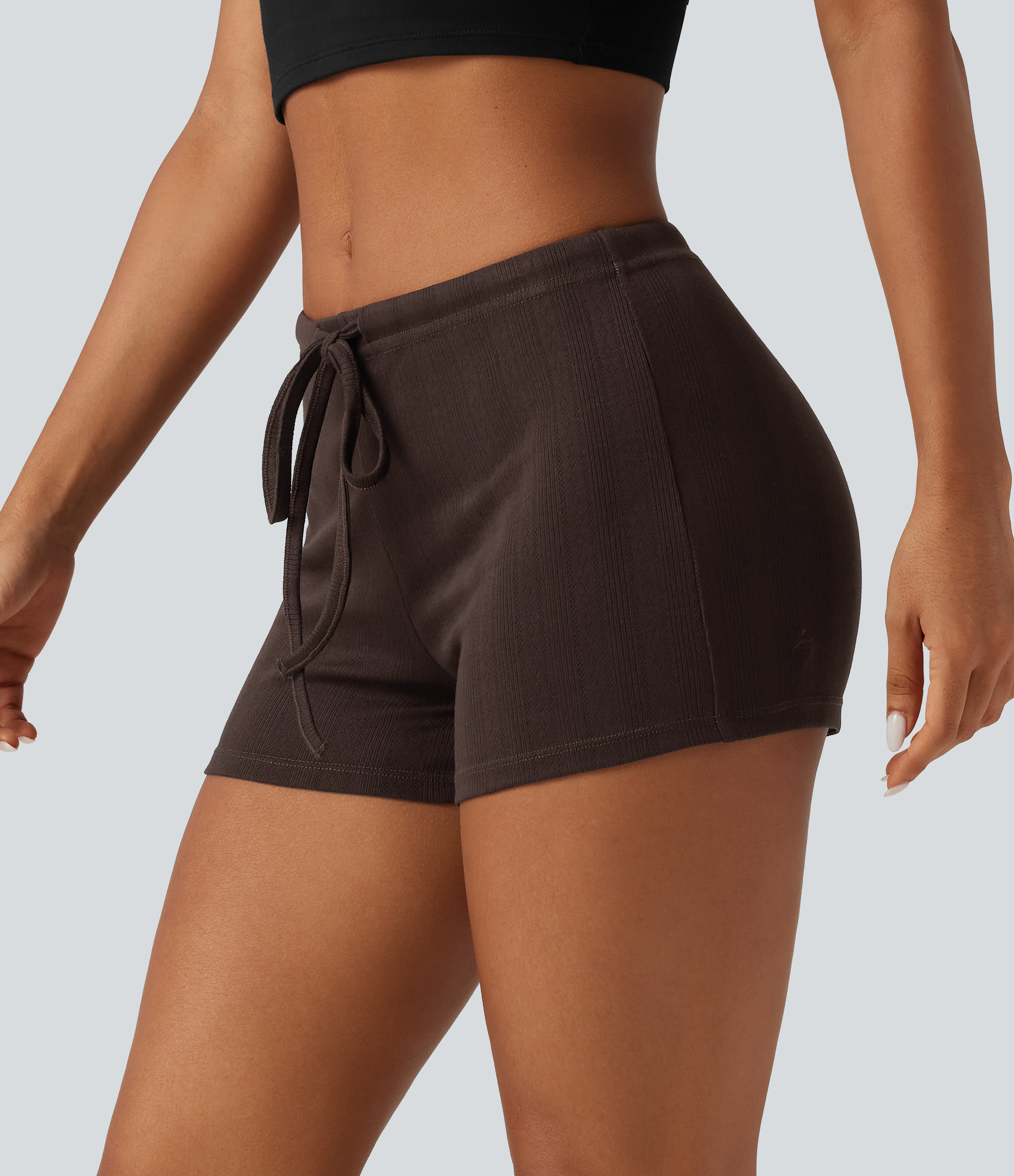 Low-Rise Skinny Casual-Shorts mit Kordelzug, 3"