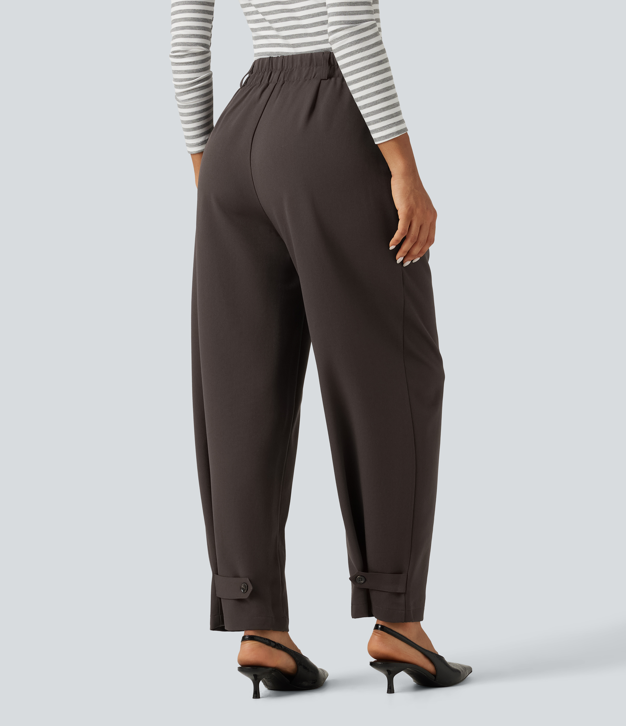 Delicioso Arbeitshose mit hoher Taille, geradem Bein und Taschen / 2
