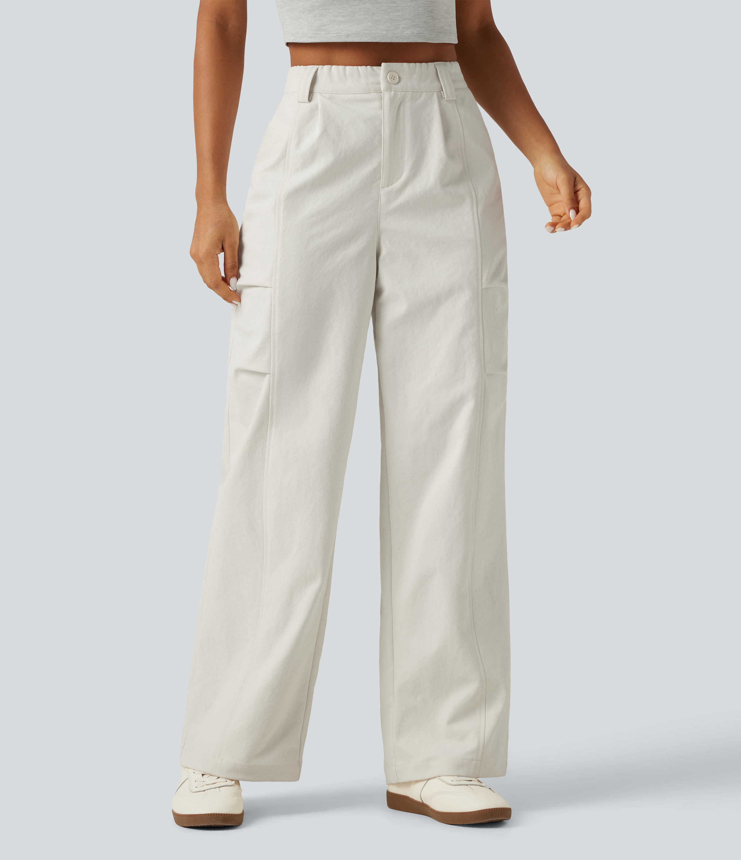 High Waisted Wide Leg Casual Pants with Pockets