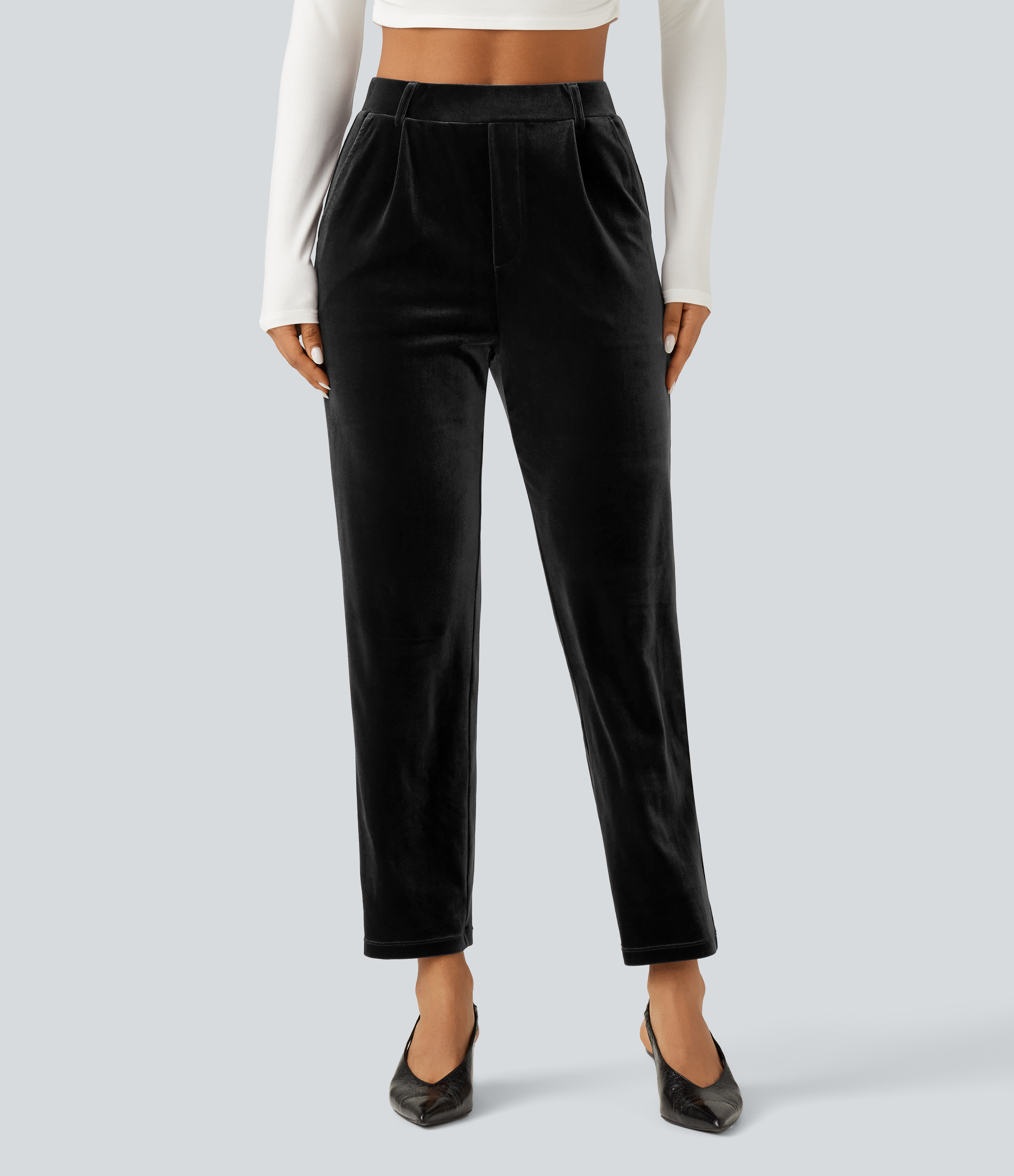 Halara Flex™ High Waisted Velvet Work Trousers with Pockets