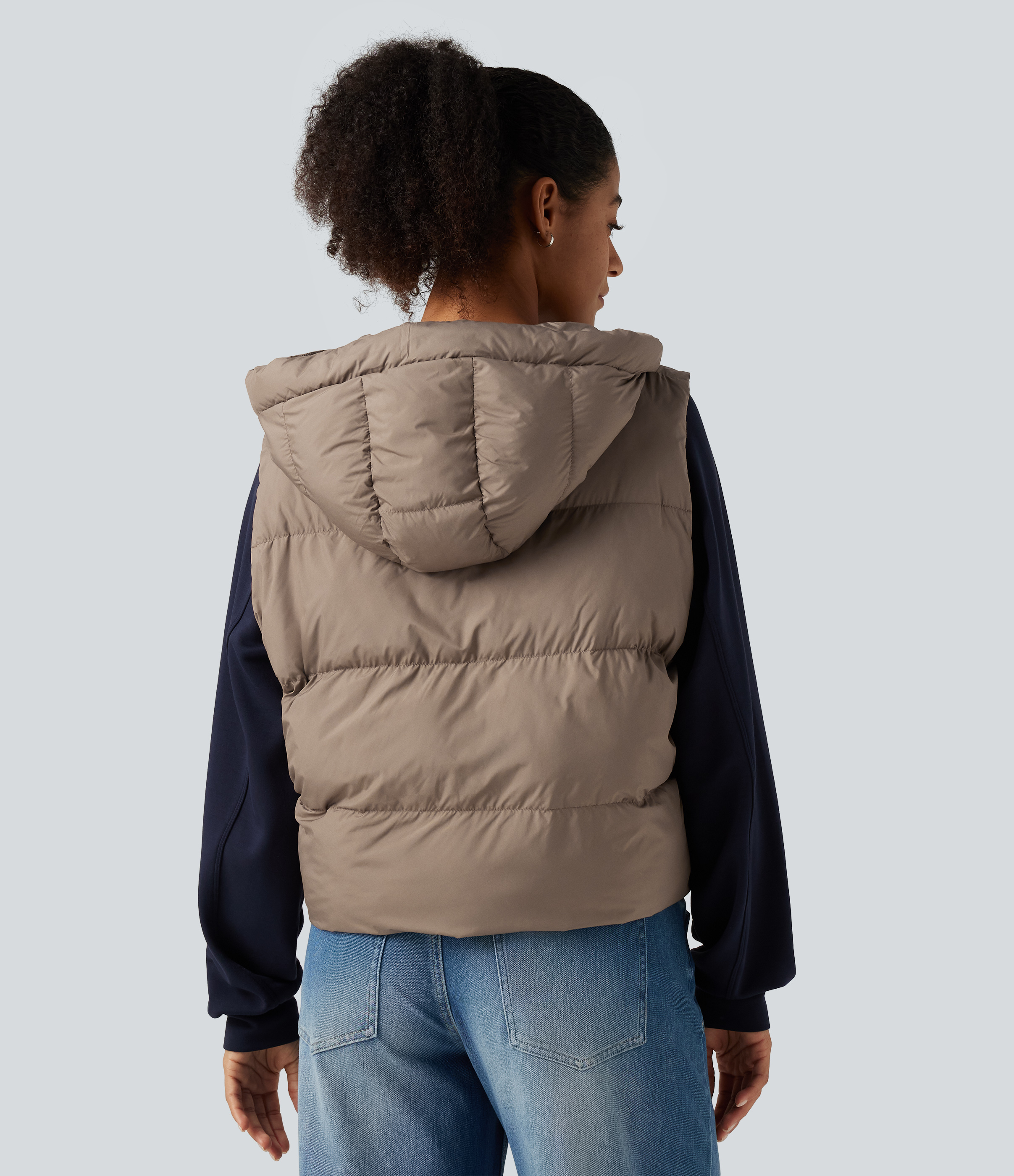 Stucco Hooded Casual Padded Vest with Pockets / 2