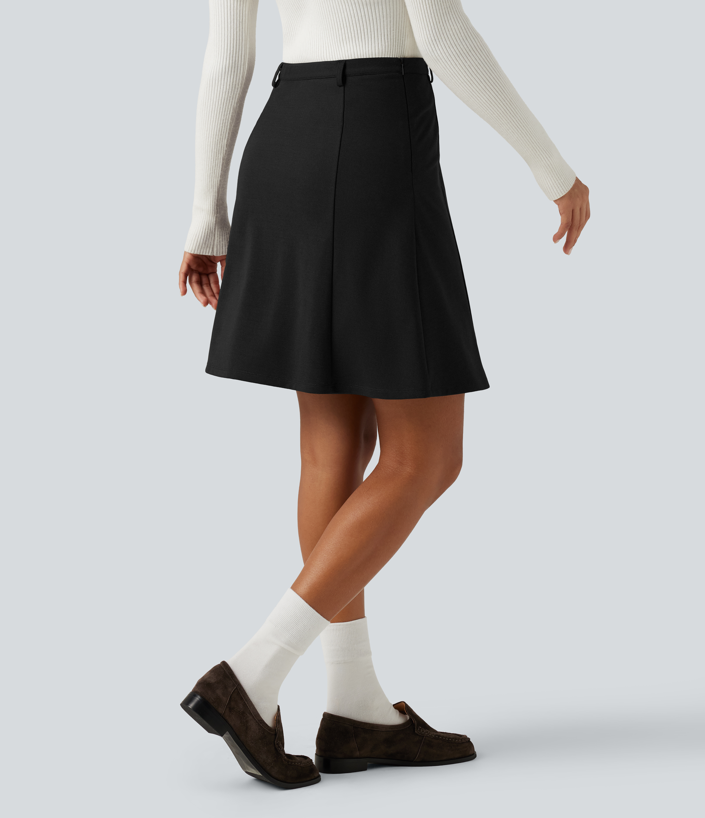 Black High Waisted A-Line Mini Work Skirt / 2