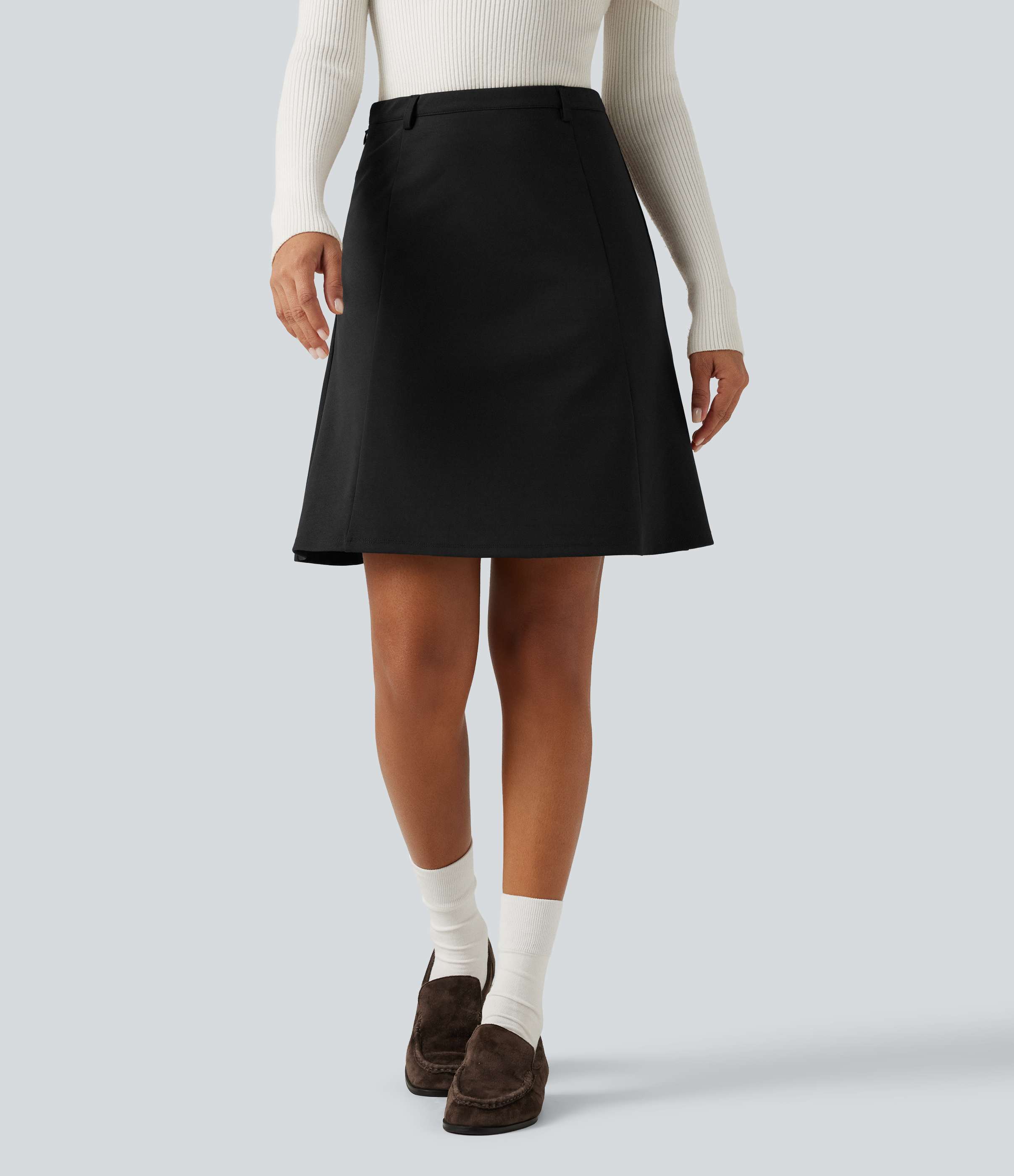 High Waisted A-Line Mini Work Skirt