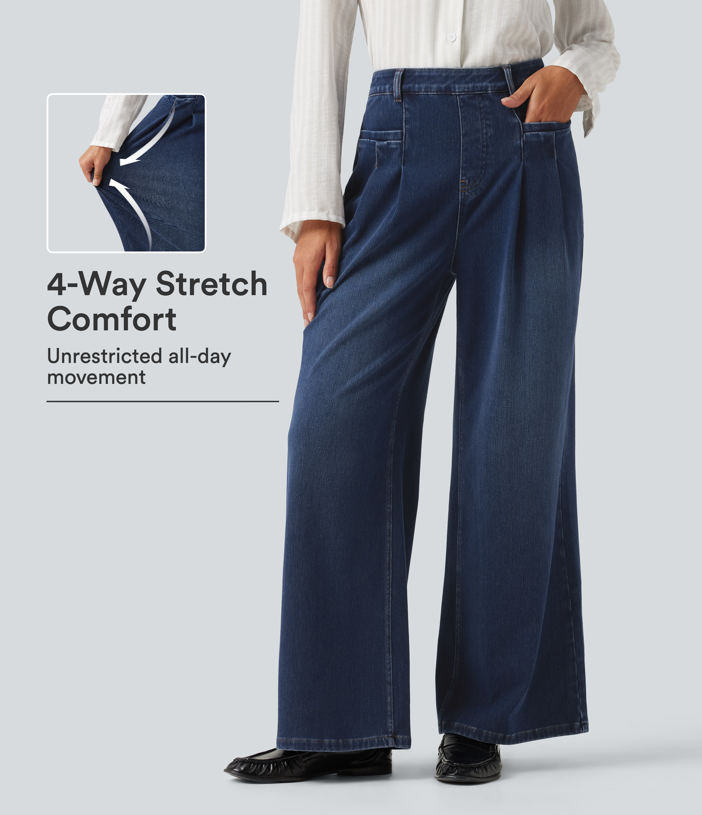 Halara Flex™ High Waisted Wide Leg Casual Jeans with Pockets