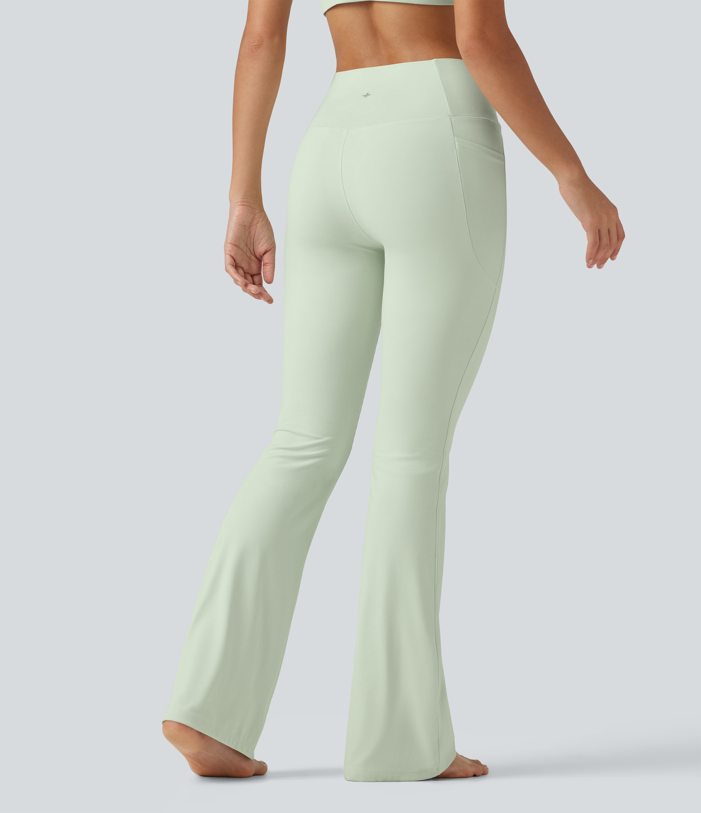 Dusty Aqua SoftlyZero™ legingi ar augstu vidukli, krustotu priekšpusi, vienkārša bootcut silueta, ikdienai, ar kabatām - UPF50+ / 2