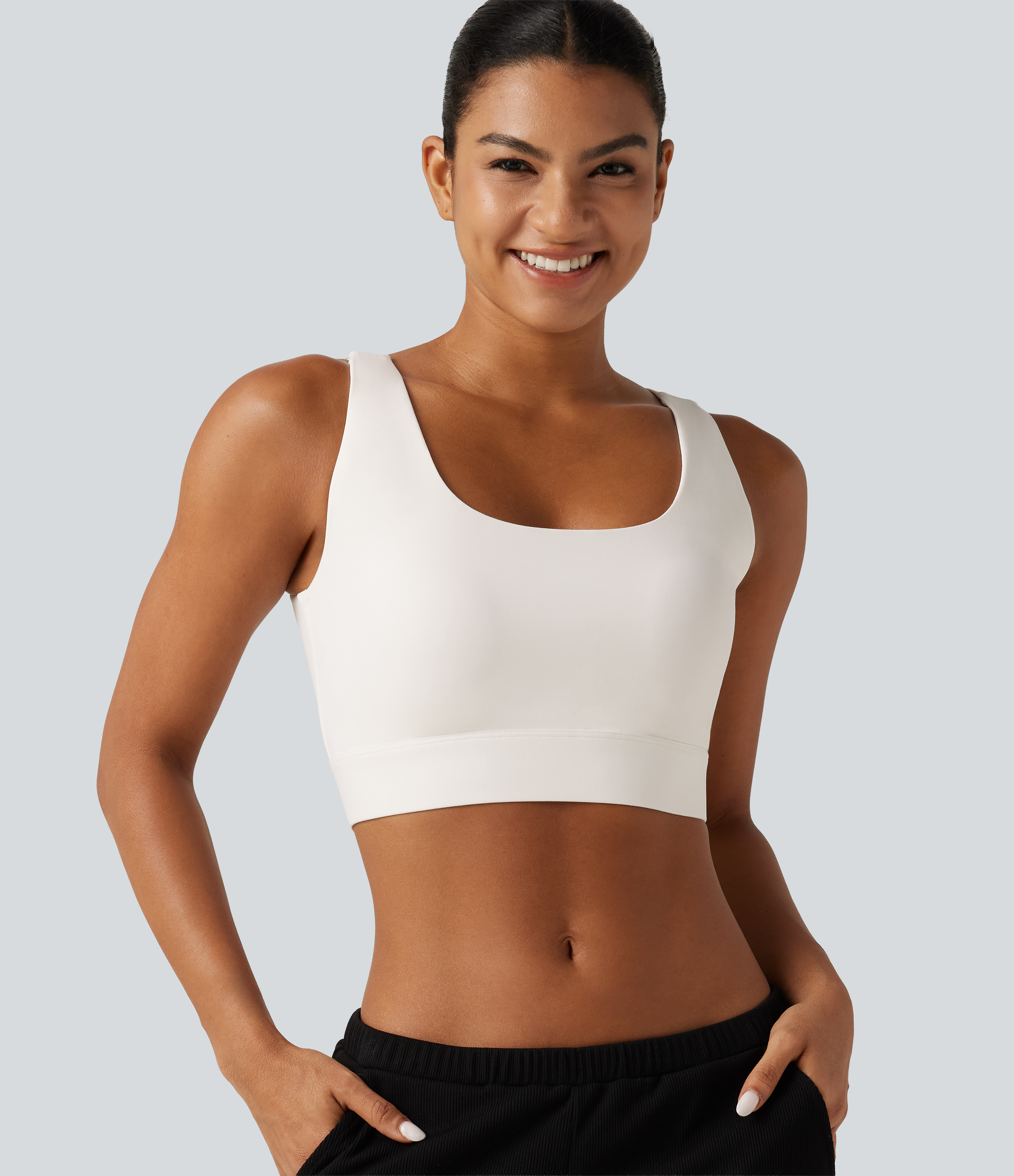 Halara Ultrasculpt™ Medium Support Backless Adjustable Buckle Built-in Bra Training Sports Bra DD-F Cups