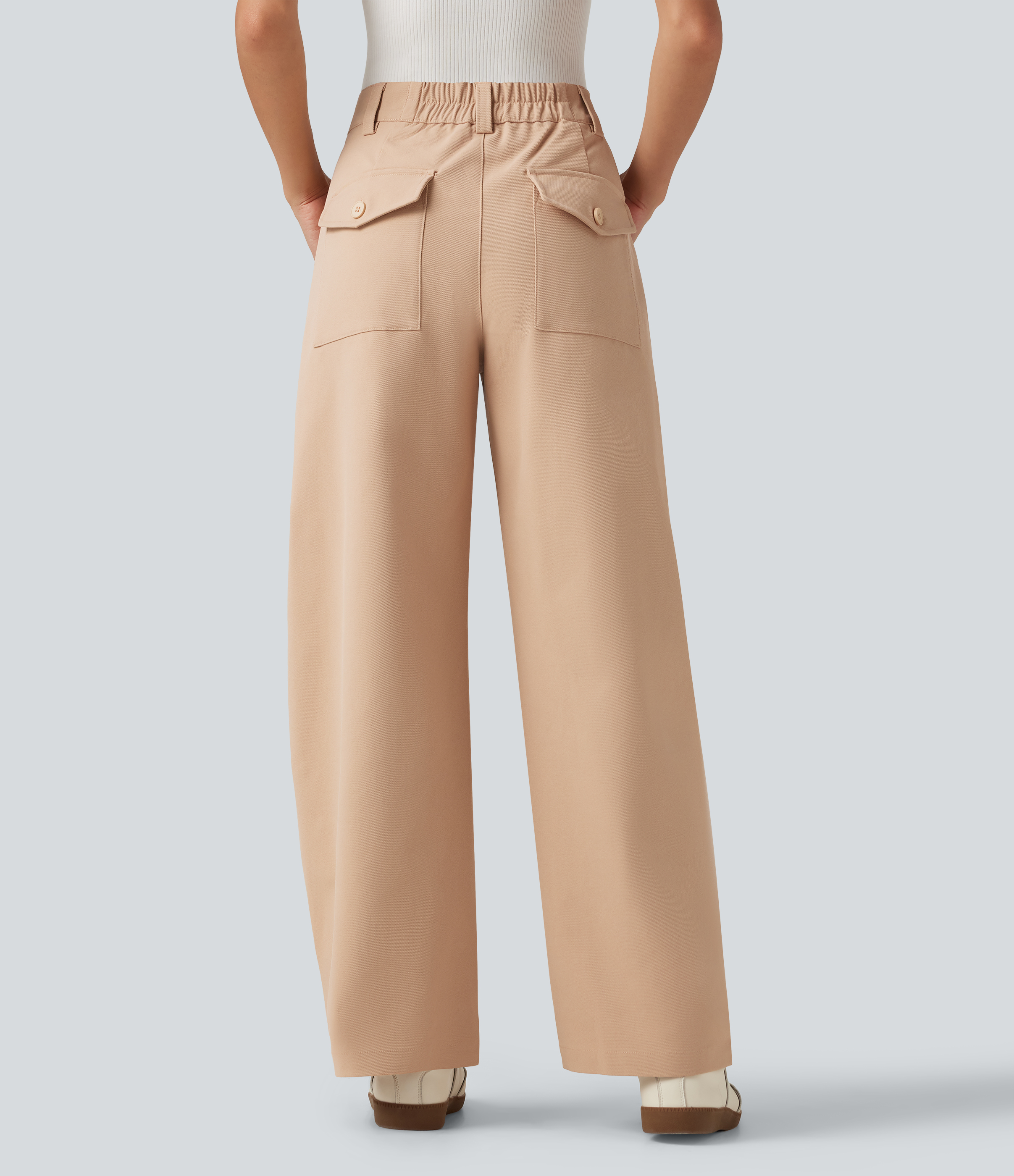 Candied Ginger Mid Rise Barrel Leg Work Pants with Pockets / 2