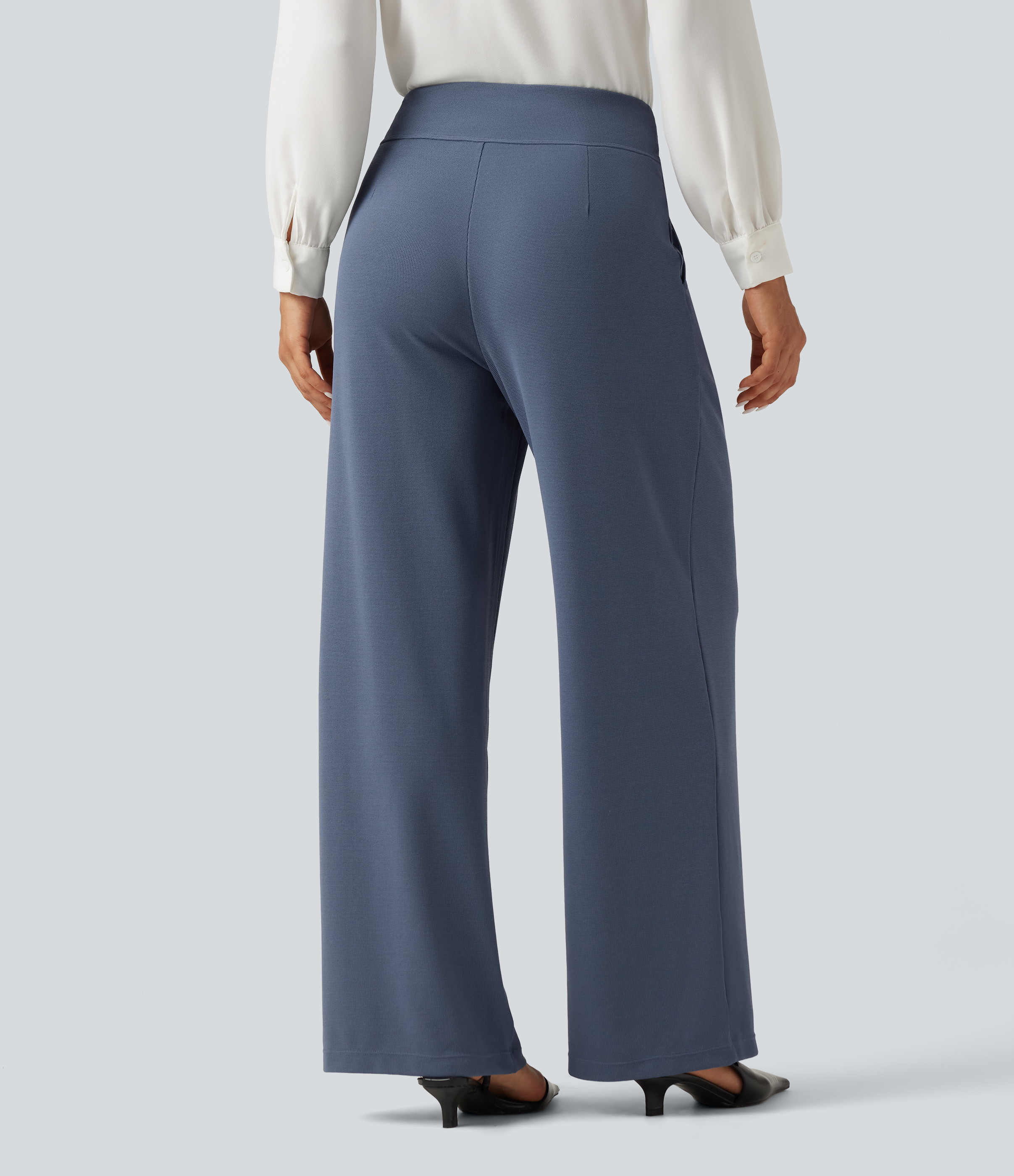 Grisaille High Waisted Wide Leg Work Pants with Pockets / 2
