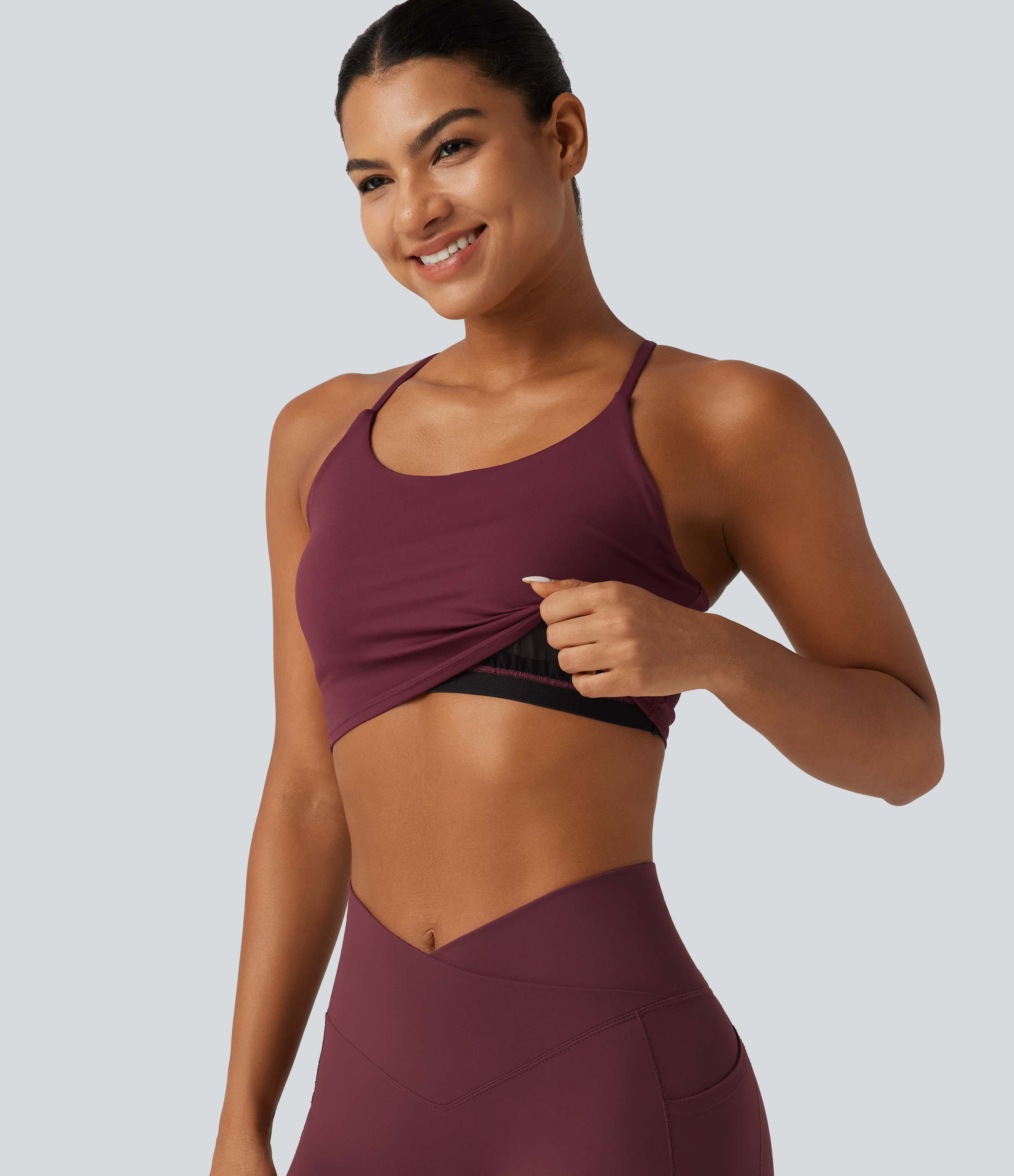 Zinfandel SoftlyZero™ Airy Scoop Neck Built-in Bra InstantCool Cropped Yoga Tank Top / 2