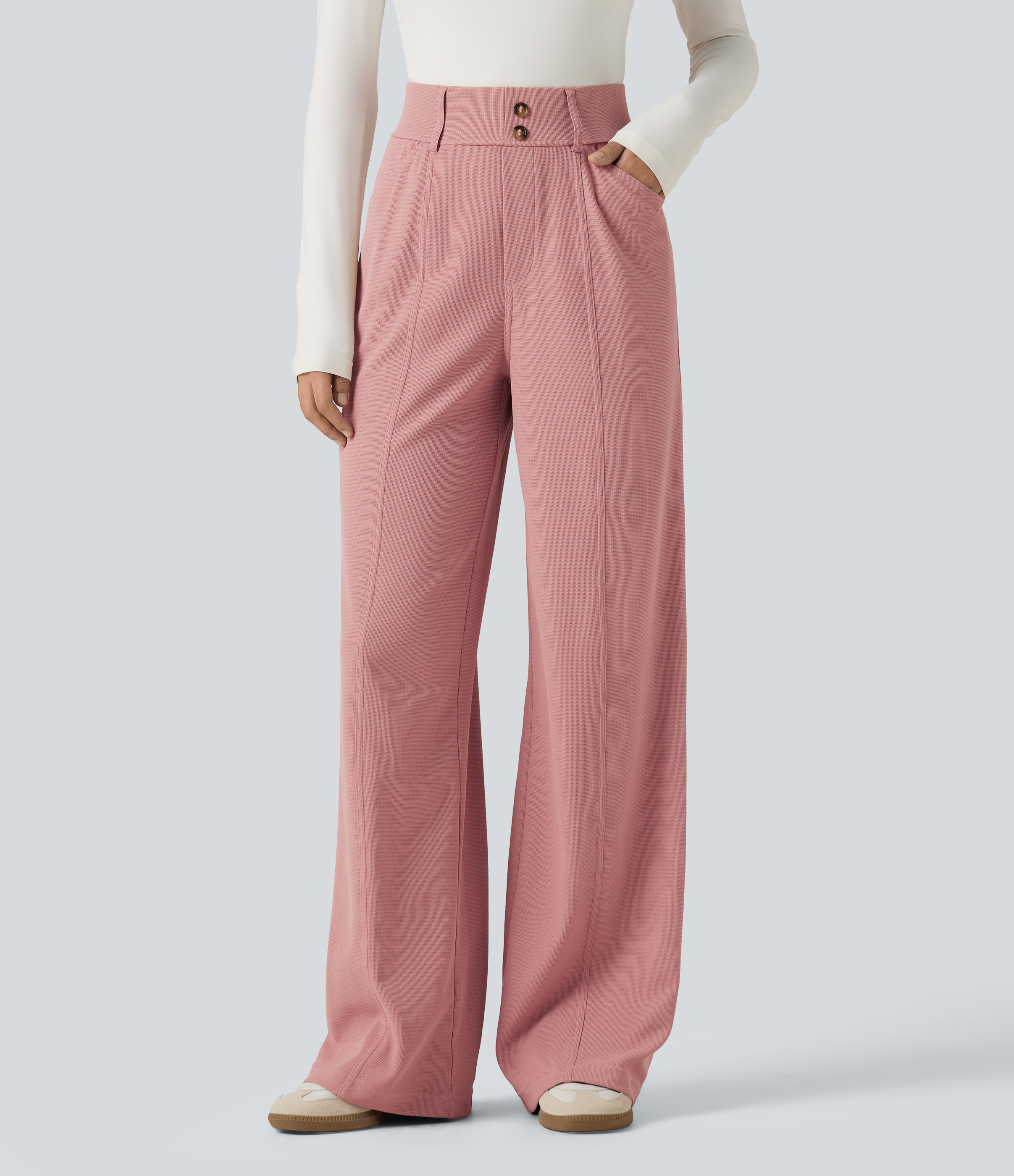 Halara Flex™ High Waisted Straight Leg Waffle Work Pants with Pockets