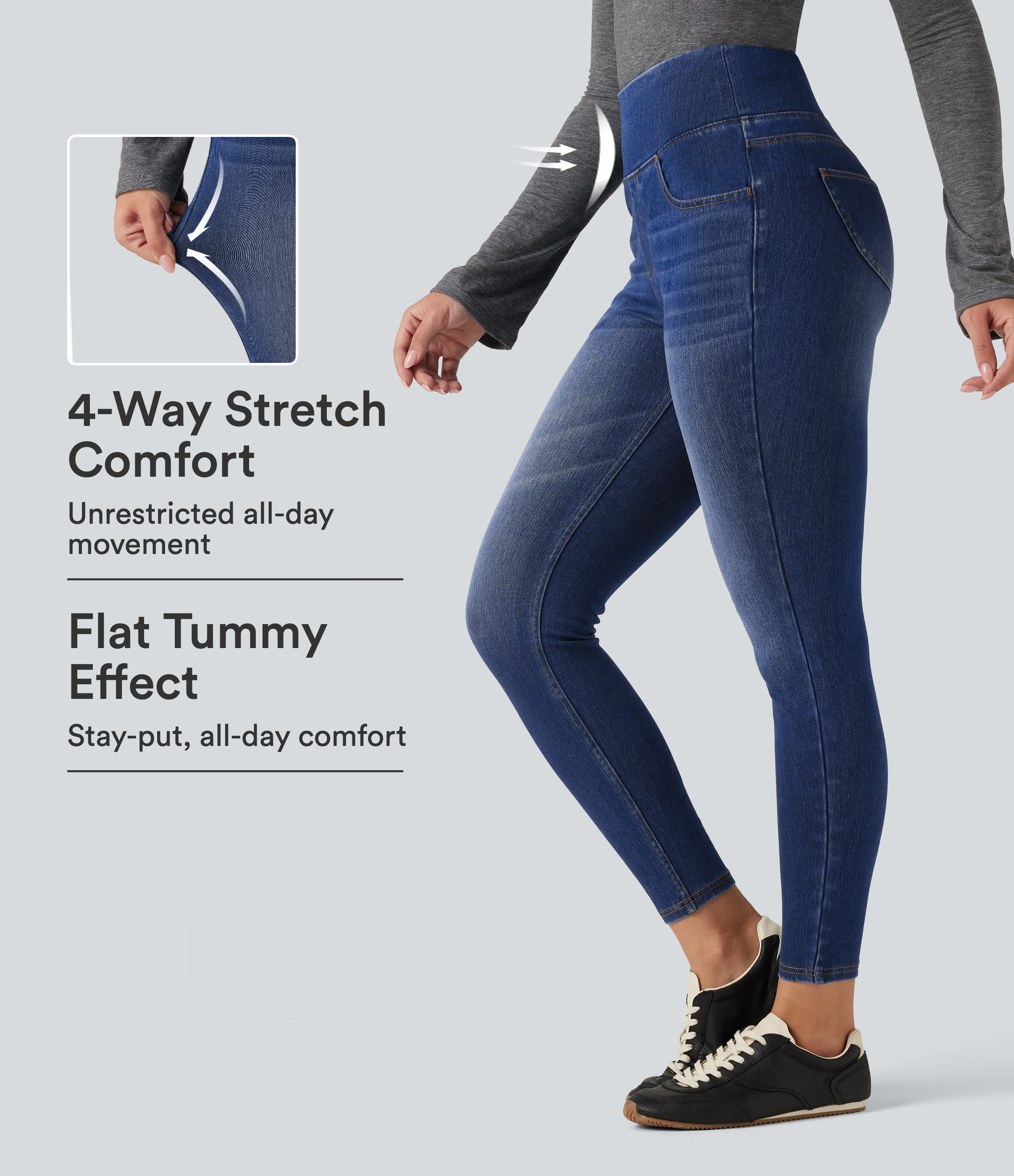 Halara Flex™ High Waisted Tummy Control Skinny Denim Casual Jeans with Pockets