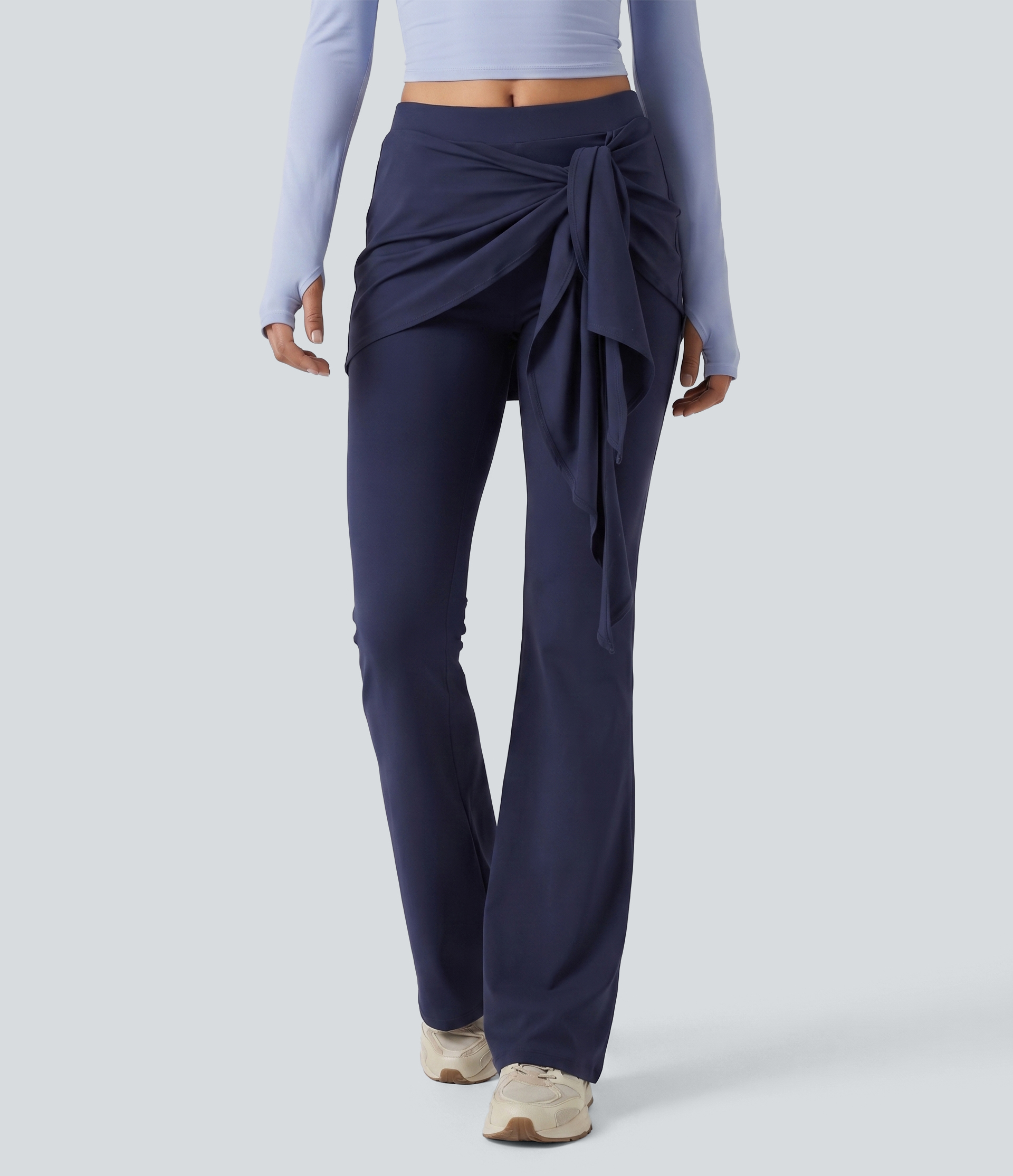 SoftlyZero™ Mid Rise Tie Front Flare Dance Leggings-UPF50+