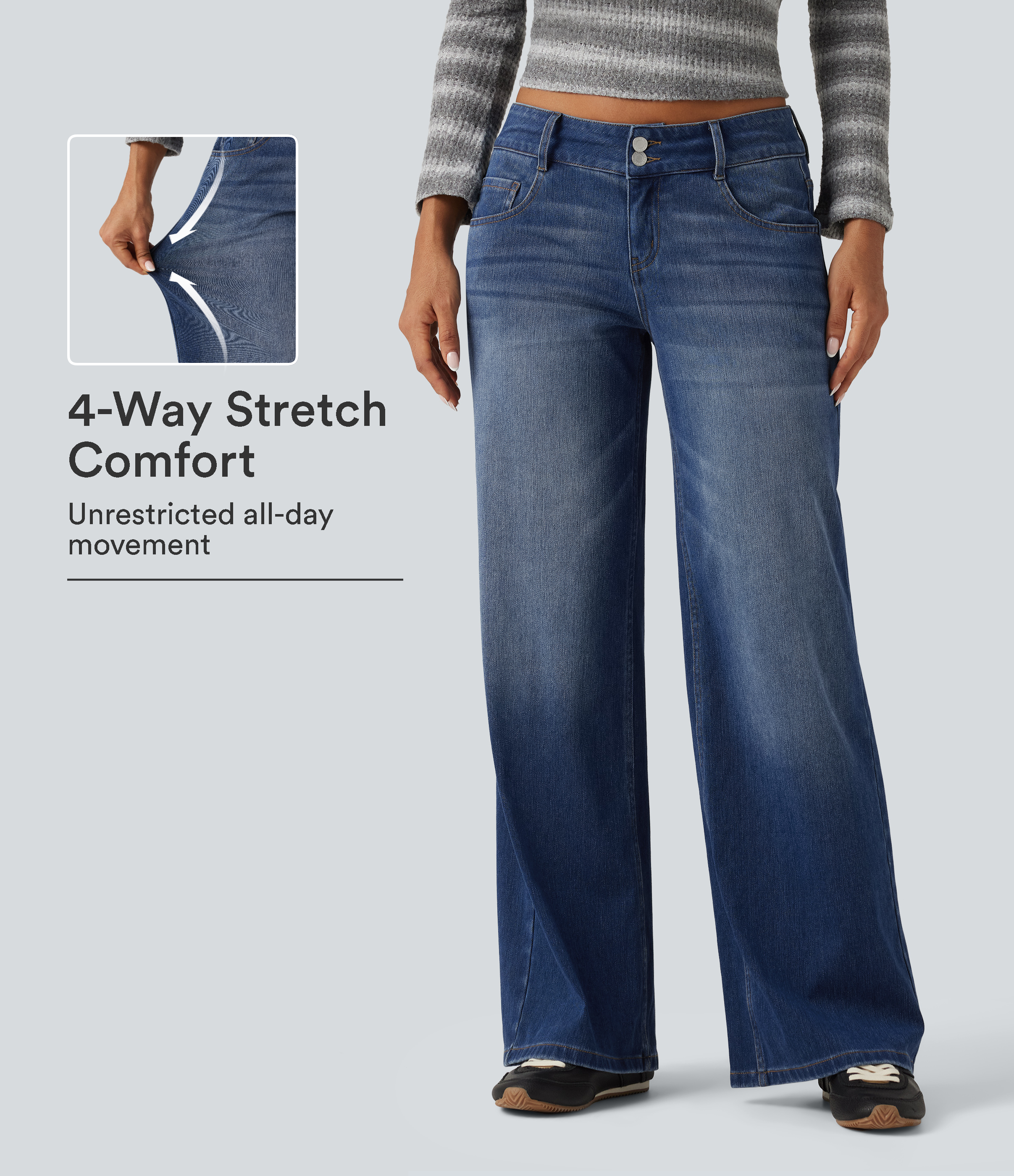 Halara Flex™ Low Rise Wide Leg Casual Jeans with Pockets