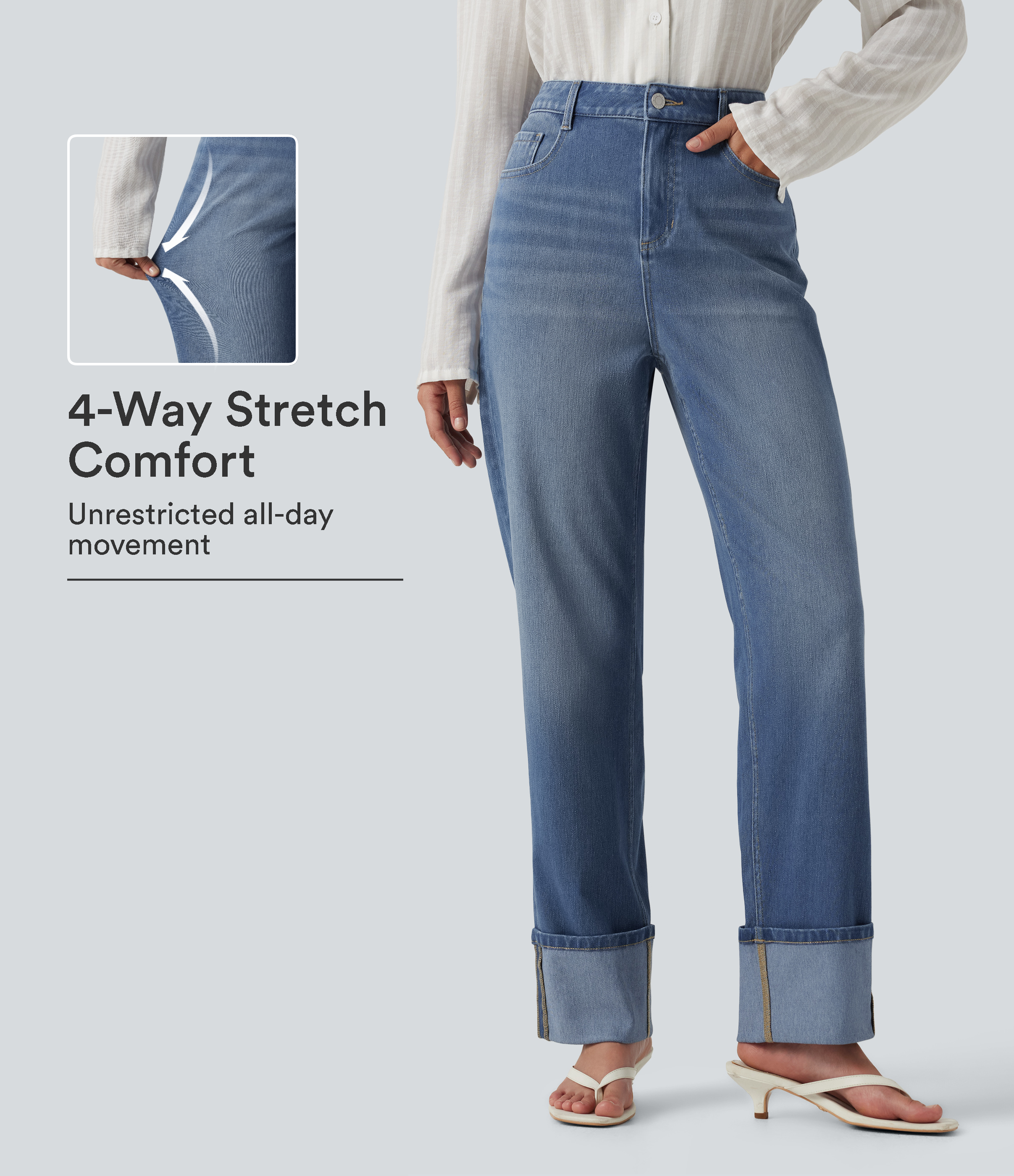 Halara Flex™ High Waisted Straight Leg Casual Jeans with Pockets