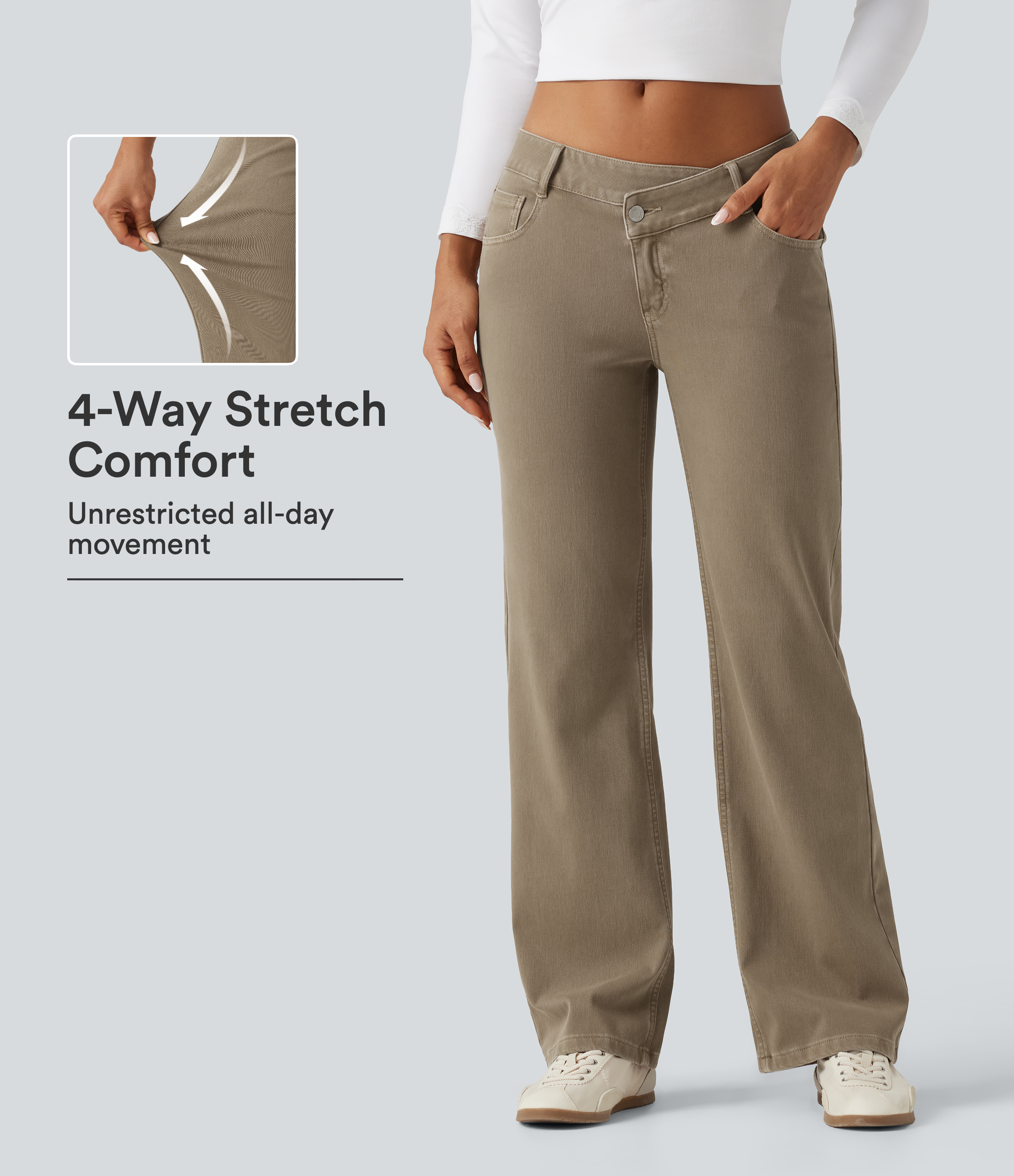 Halara Flex™ Low Rise Asymmetric Straight Leg Colorful Casual Jeans with Pockets
