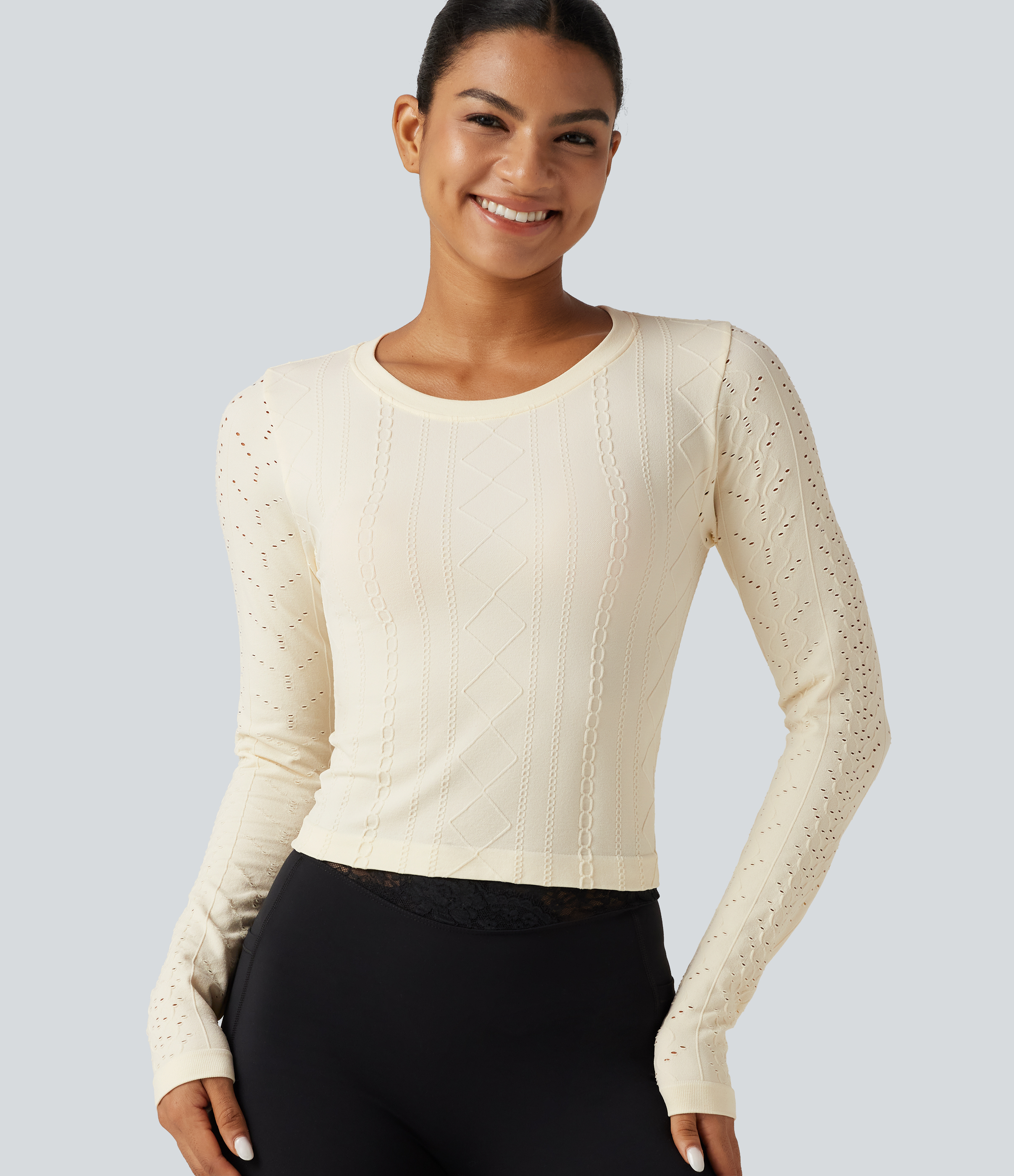OneForm Seamless Flow Round Neck Long Sleeve Yoga Sports Top